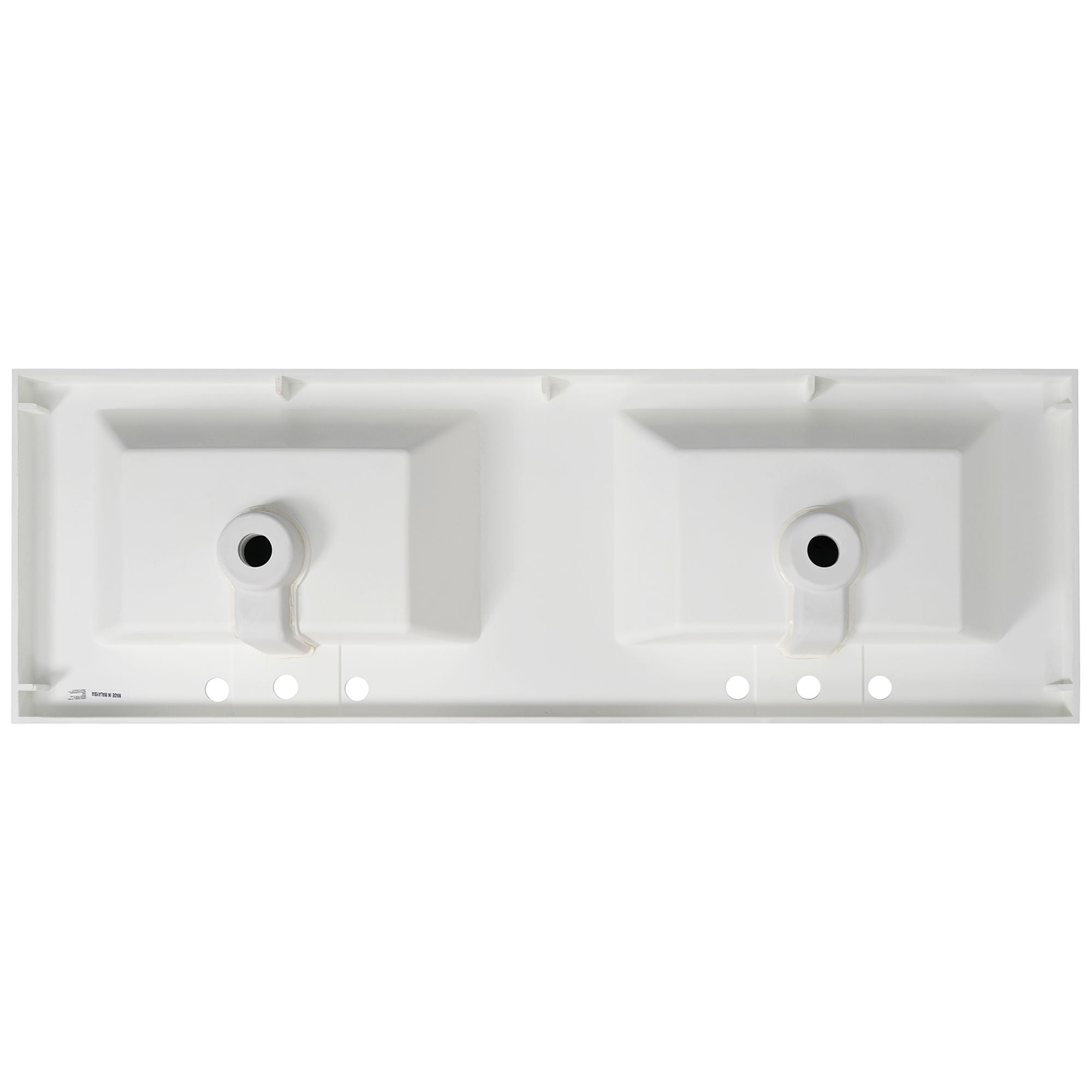 Vanity Top With Undermount Rectangular Double Sinks, Faucet Holes - White