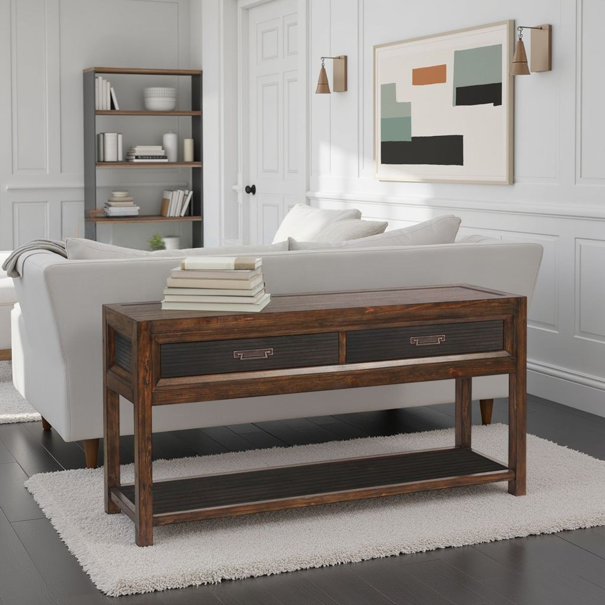 2 Drawer Sofa Table, 2 Tone - Brown