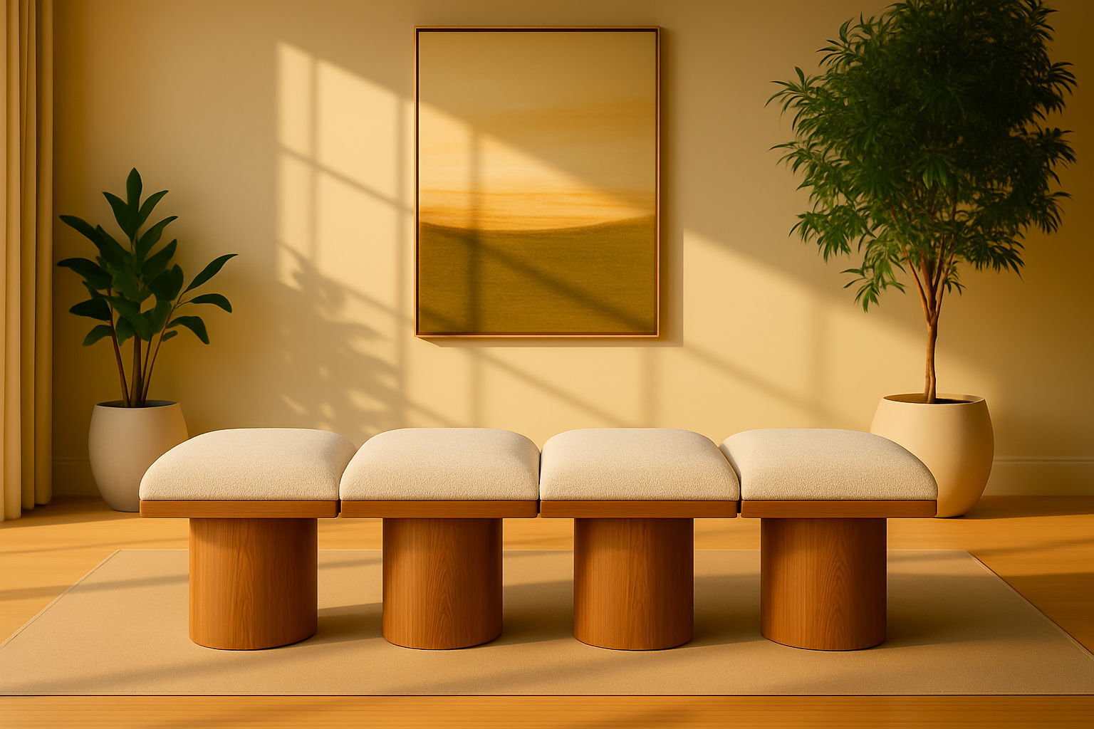 Pavilion - 4 Piece Modular Bench With Brown Base