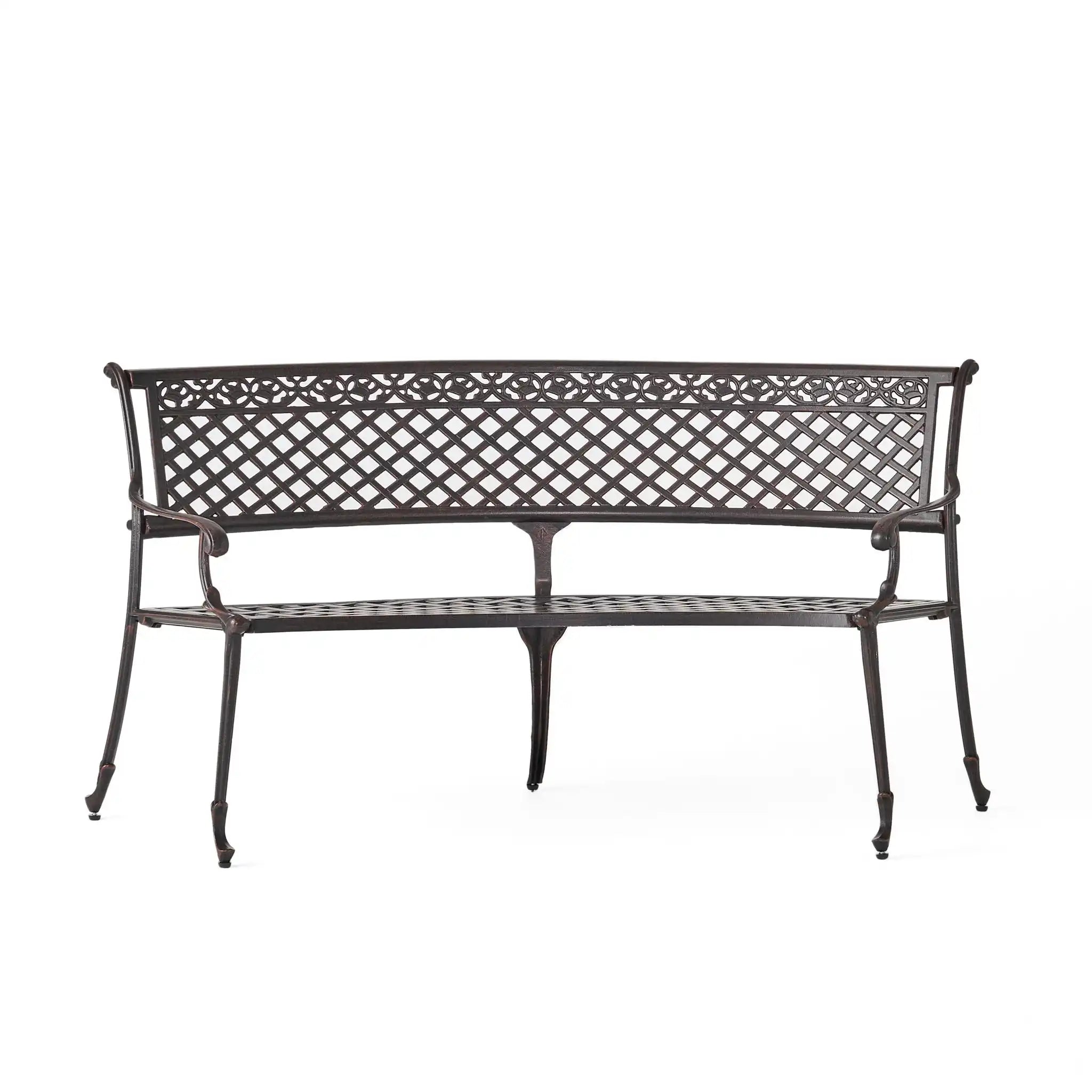 Sector - Bench With Curved Design And Diamond Cross Seat - Copper