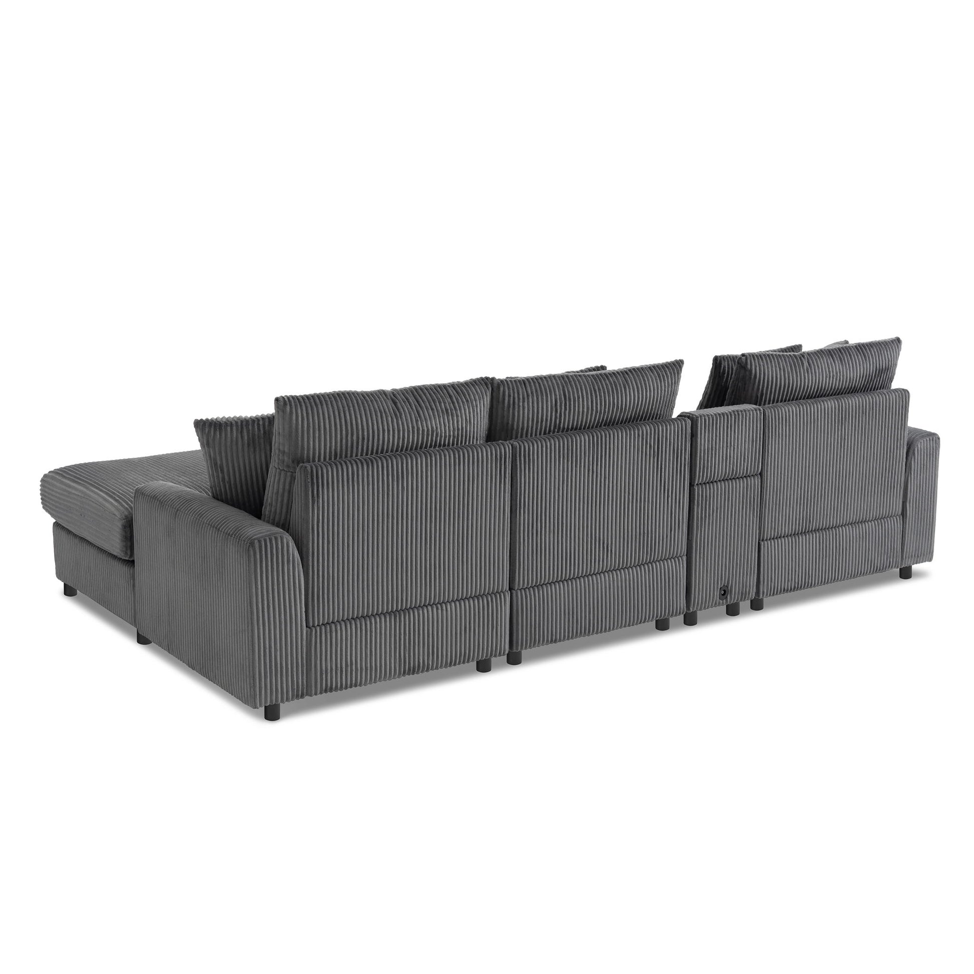 Sectional With Bluetooth Speakers L Shaped Couch With Console USB Charger, Cup Holders Storage Ottoman Deep And Wide Seat Cloud Sofa - Best Buy Furniture