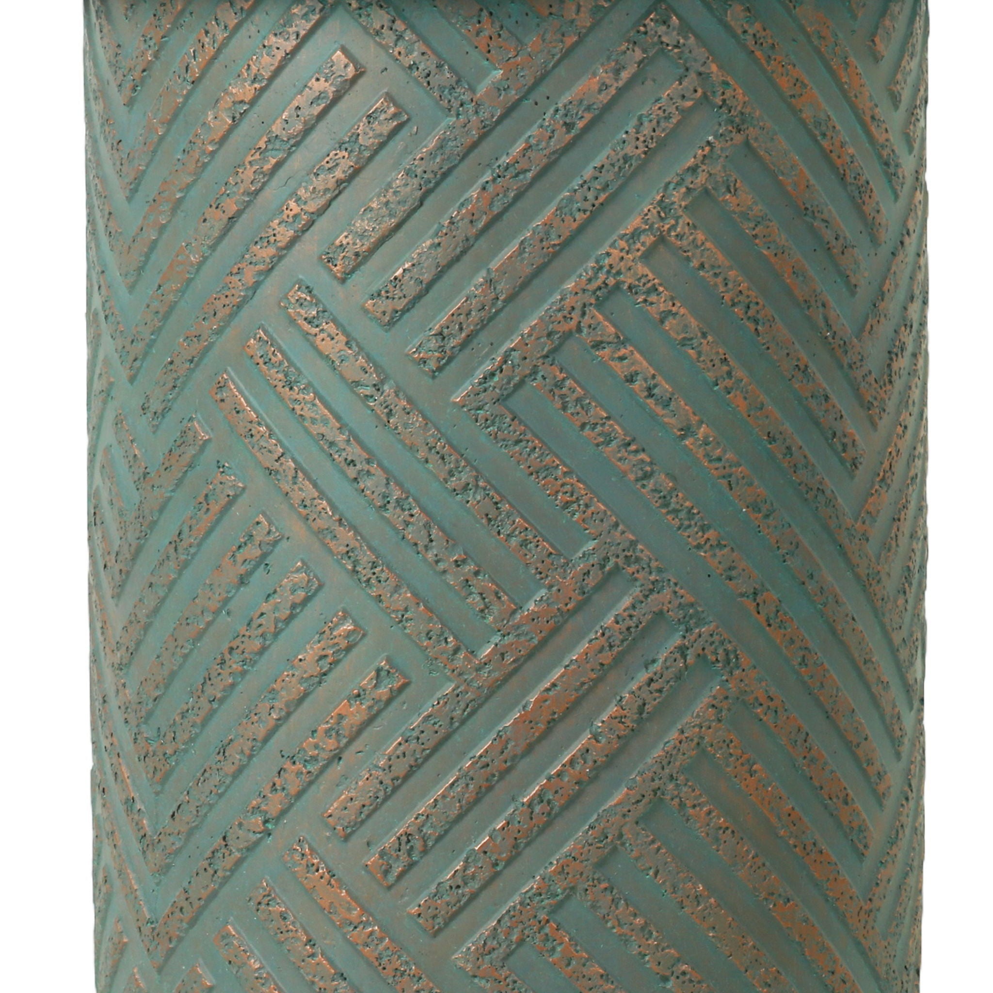 Round Outdoor End Table With Tree Stump Design For Patio - Golden / Green / Peacock