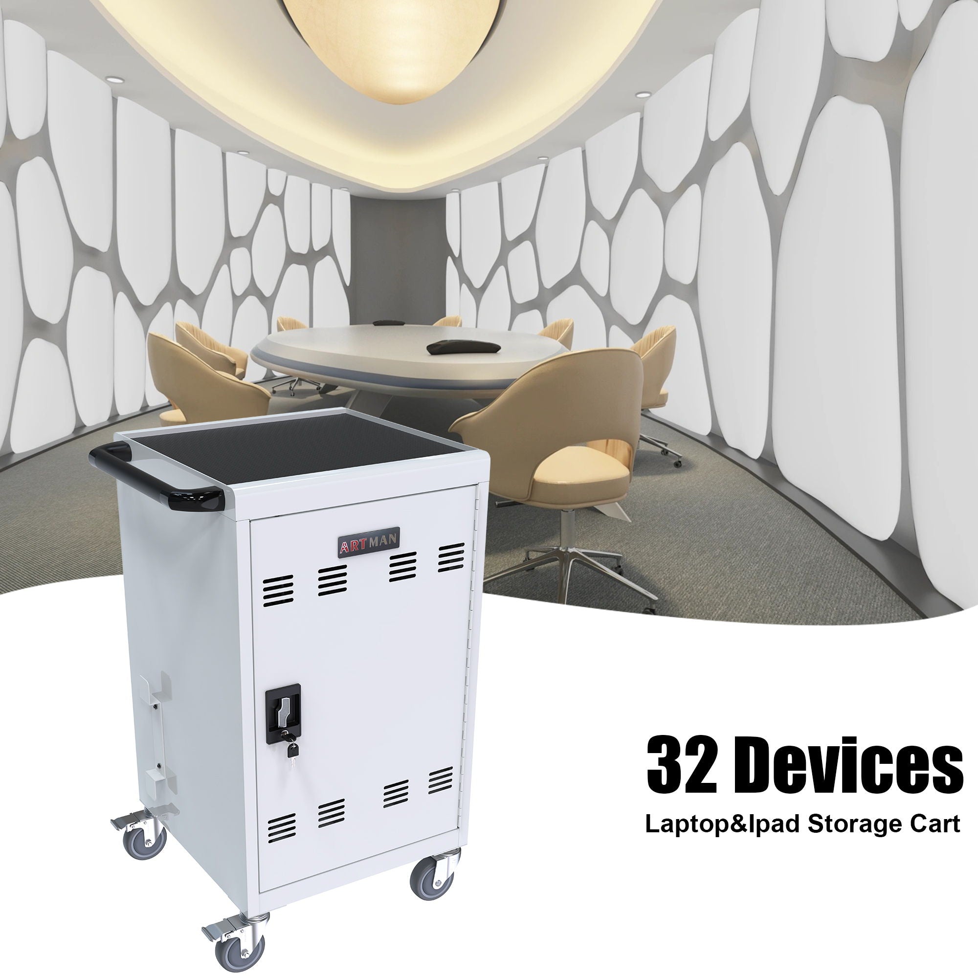 Mobile Charging Cart Station For Chromebook, Tablet And Laptop Computer With Power Strip Included