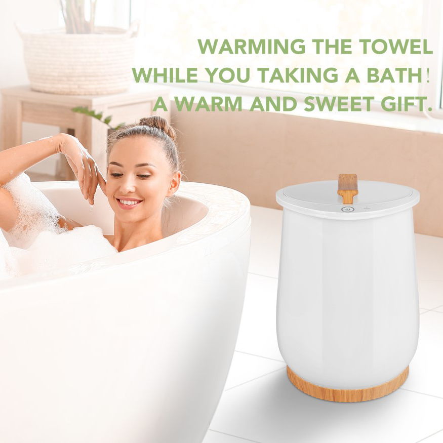 Towel Warmers, Luxury Bucket Towel Warmers, Large Towel Warmers For The Bathroom, Fits Up To 2 Oversized Towels - White