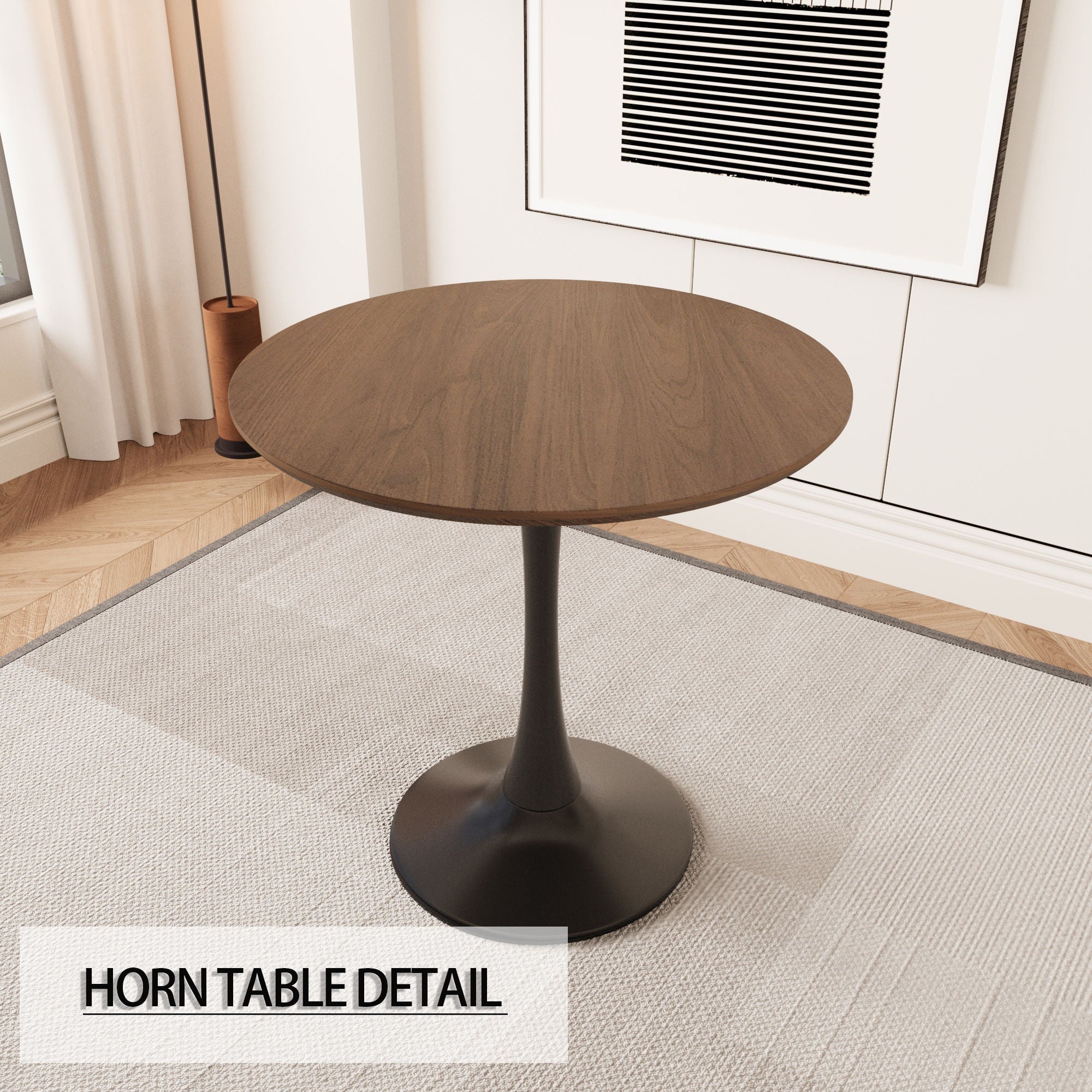 Round Dining Table Set With Tulip Design And 2 Chairs