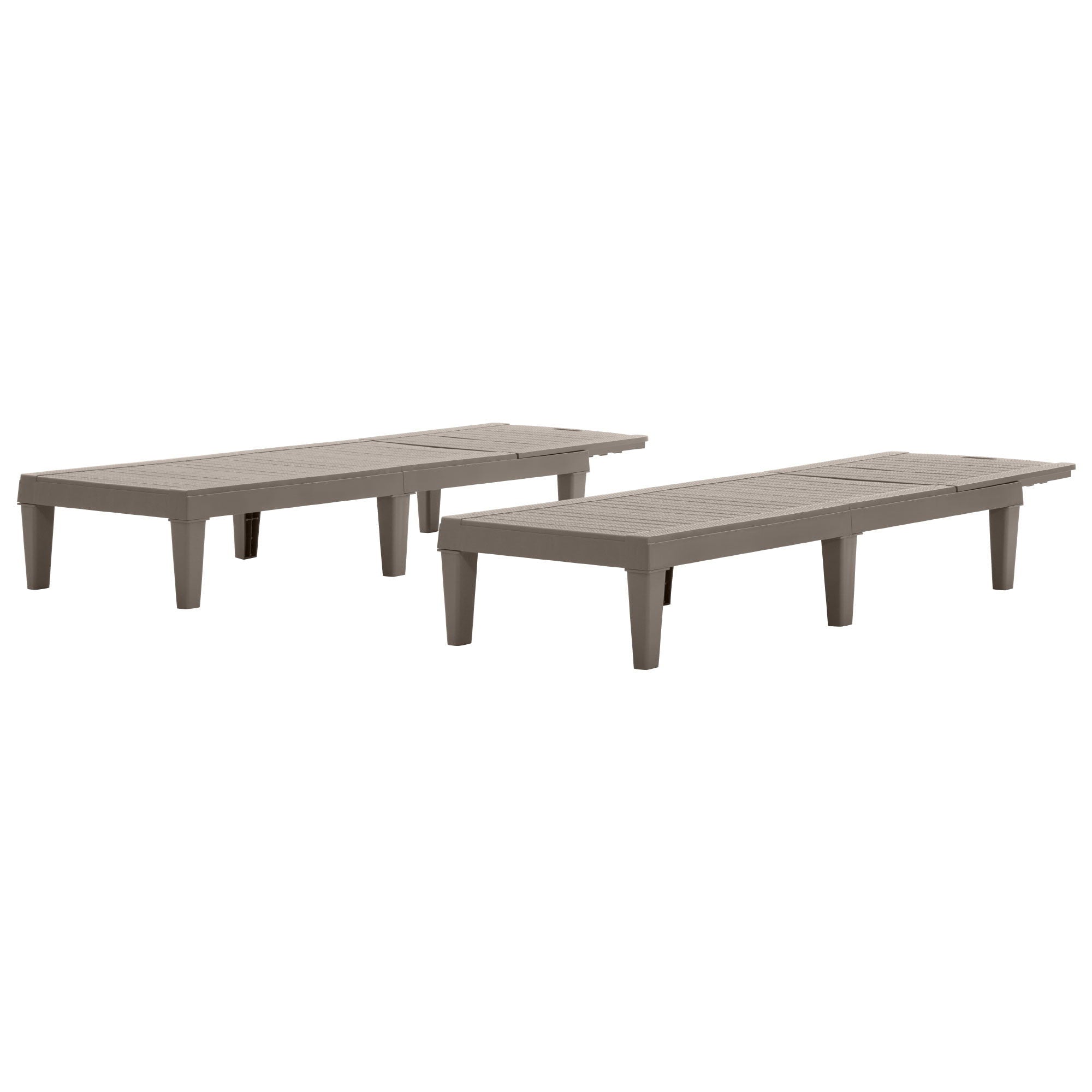 2 Piece Outdoor Chaise Lounges With Adjustable Backrest