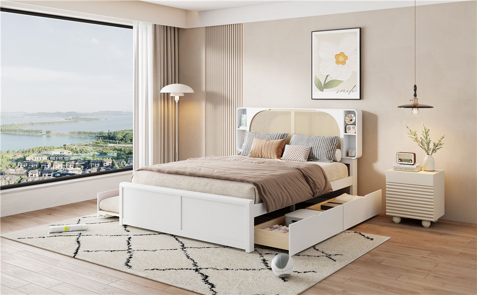 Headboard Bed With 2 Drawers And Trundle