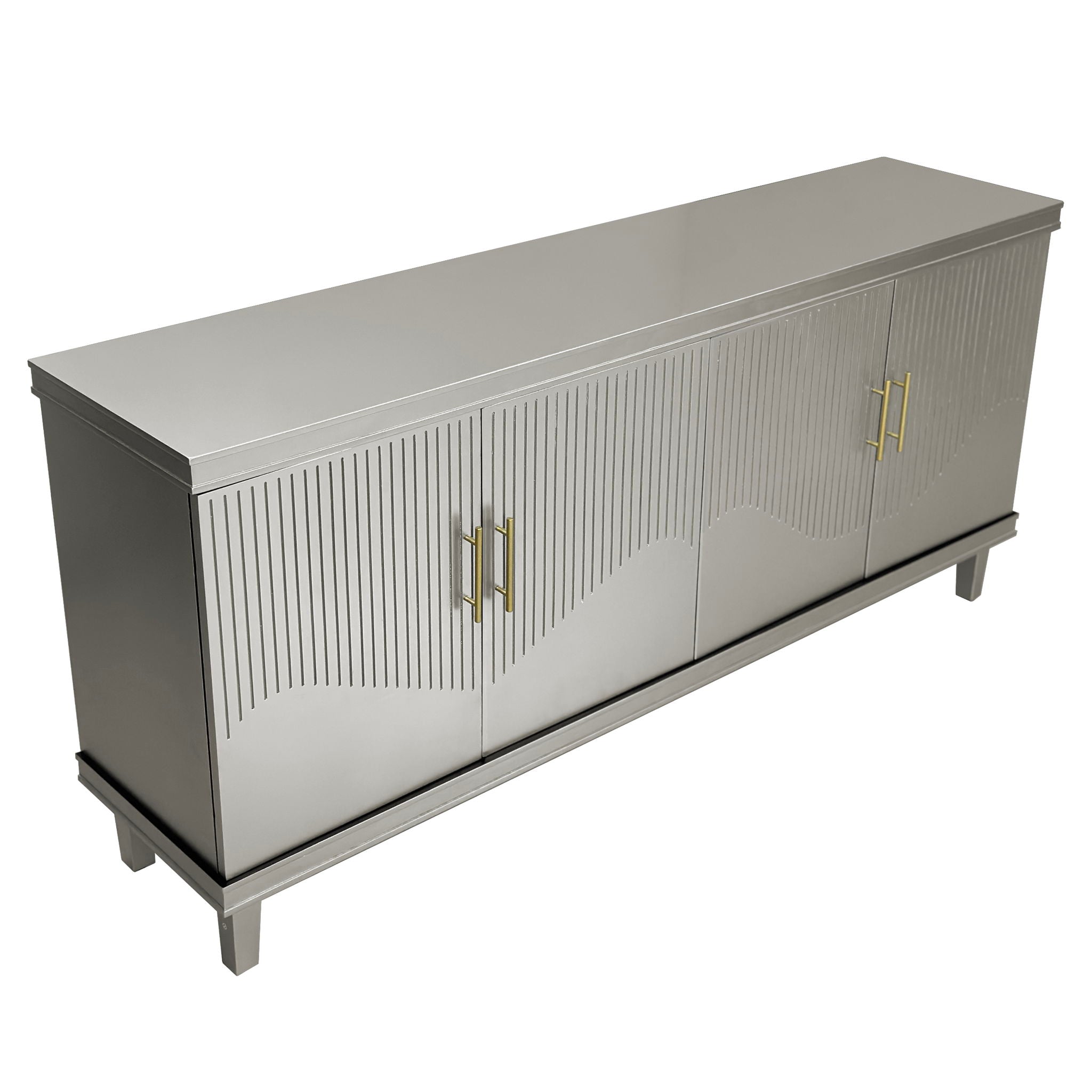 4 Door Cabinet With Adjustable Shelves, Large Storage For Living Room - Champagne