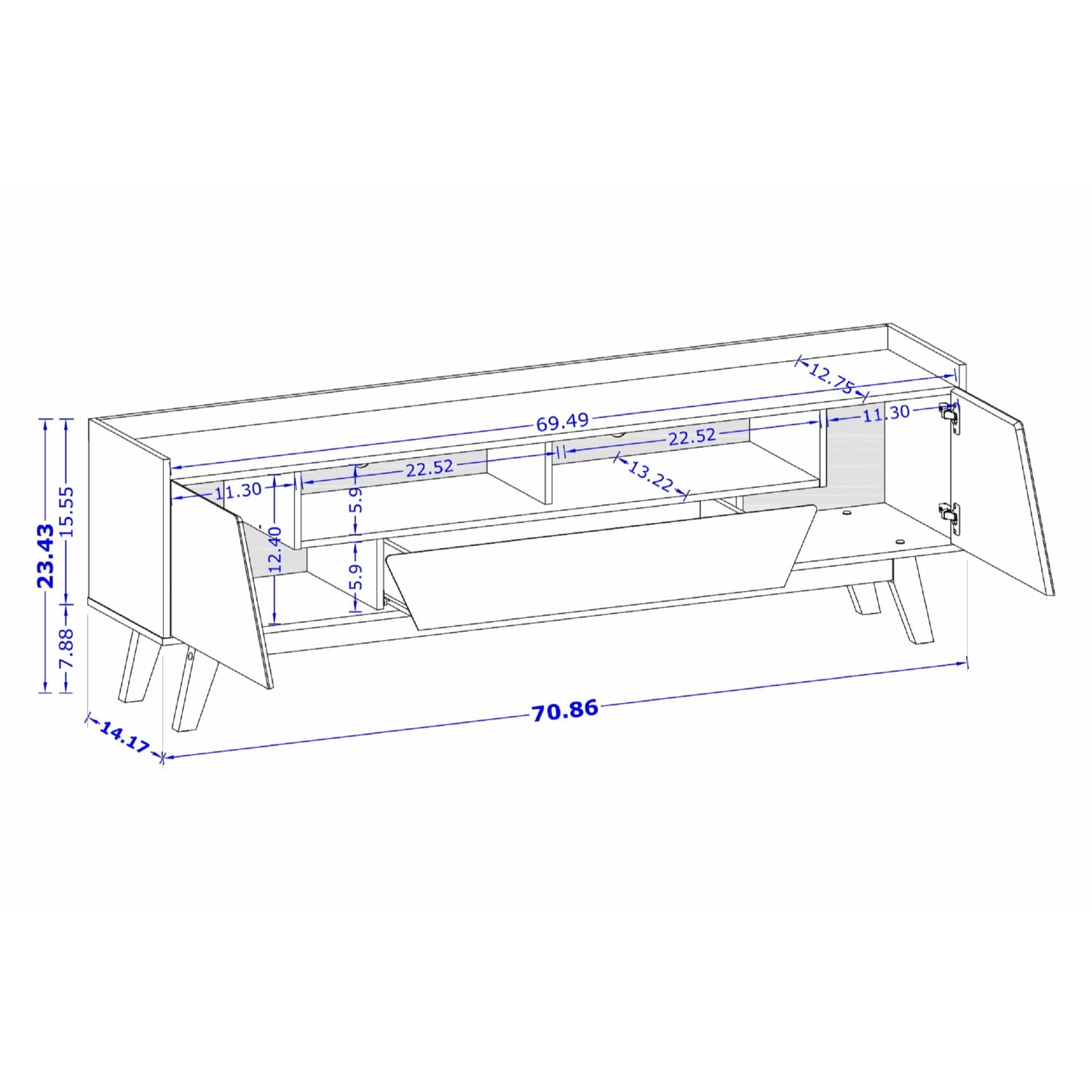 Marcus - TV Stand With 4 Shelves And Soft Close Doors