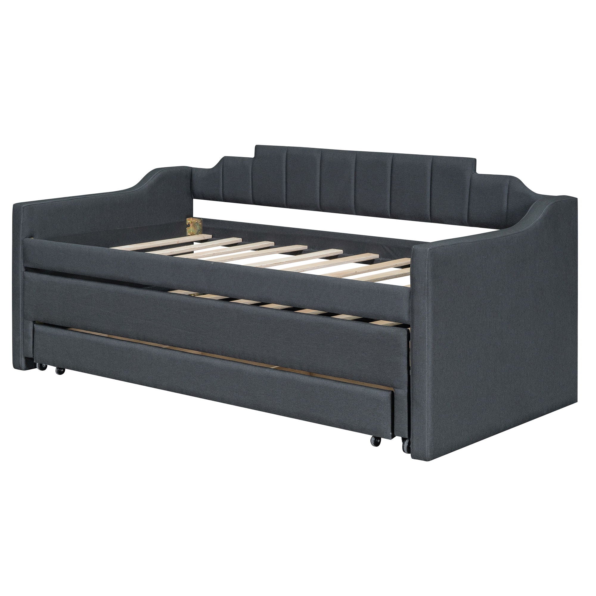 Upholstered Simple Design Daybed With Trundle And 3 Drawers