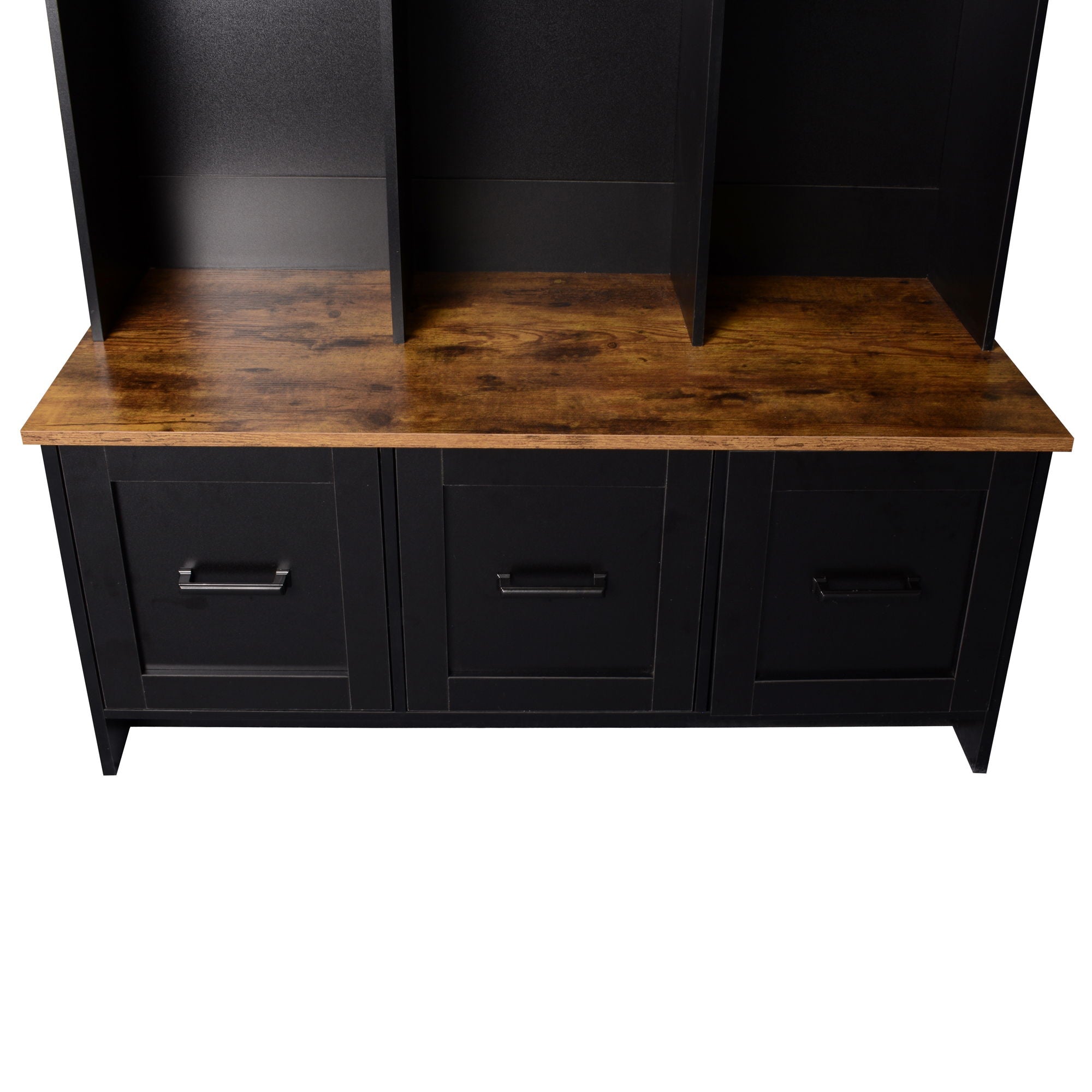Modern Hall Tree With 3 Shelves And Drawers, Storage Bench