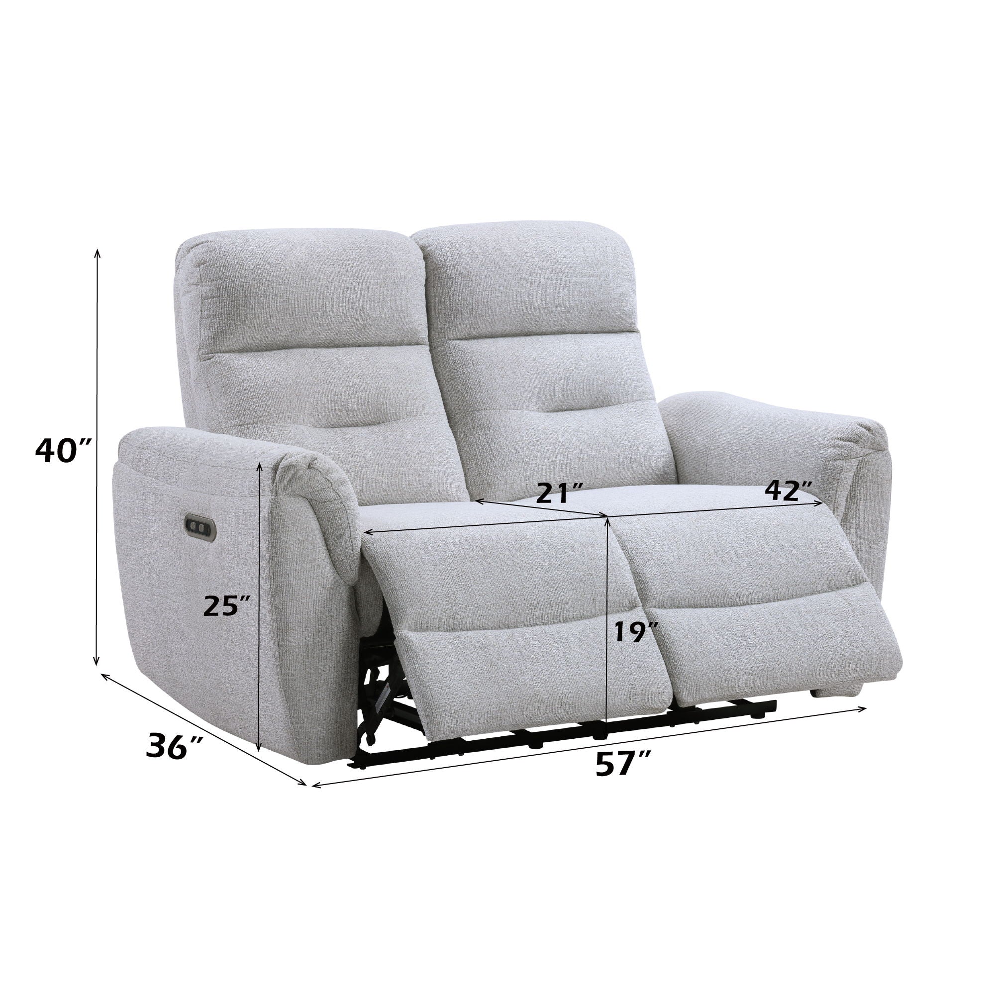 Eastre - Power Motion Loveseat With USB Port - Gray