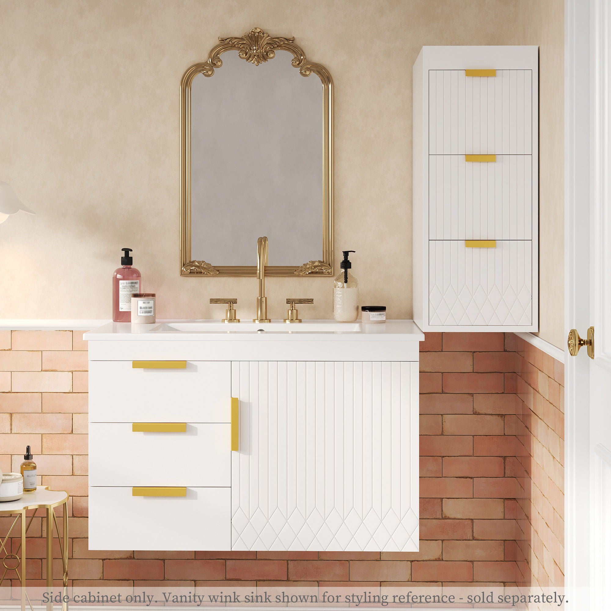 Modern Wall Mounted Floating Cabinet With Drawers For Bathroom