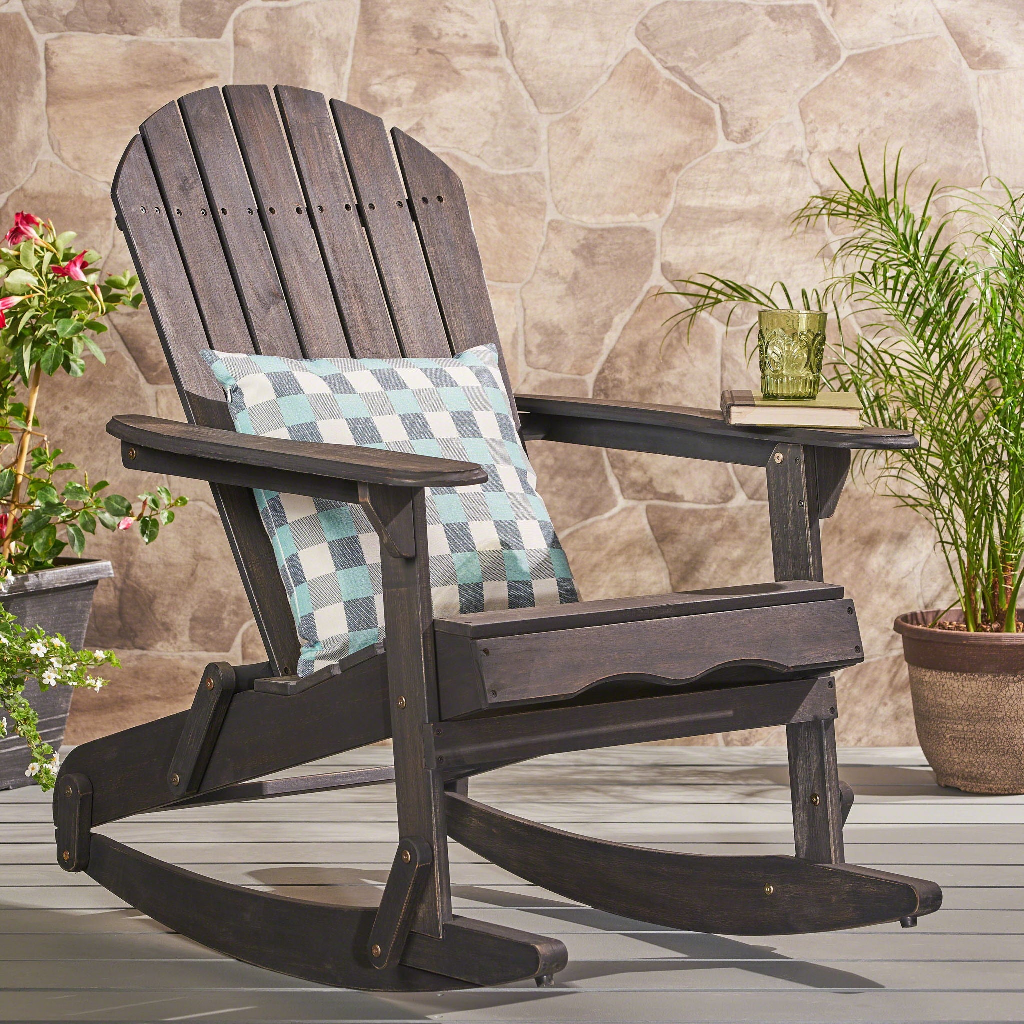 Outdoor Adirondack Rocking Chair With Hand Crafted Details