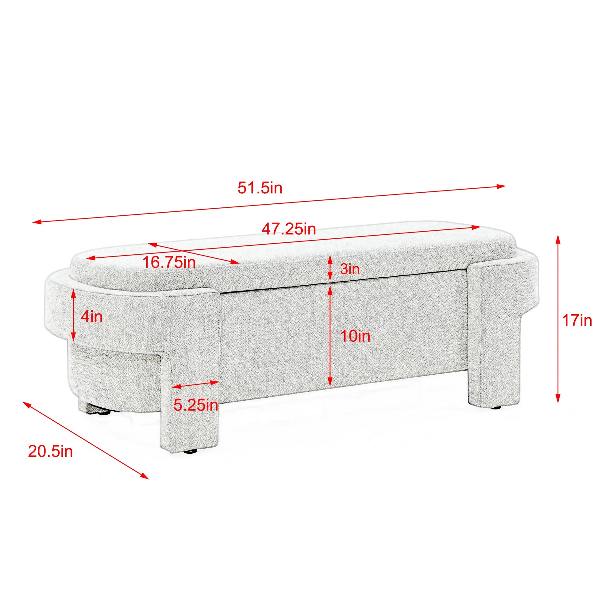 Tessa Cream Linen Storage Bench - Best Buy Furniture