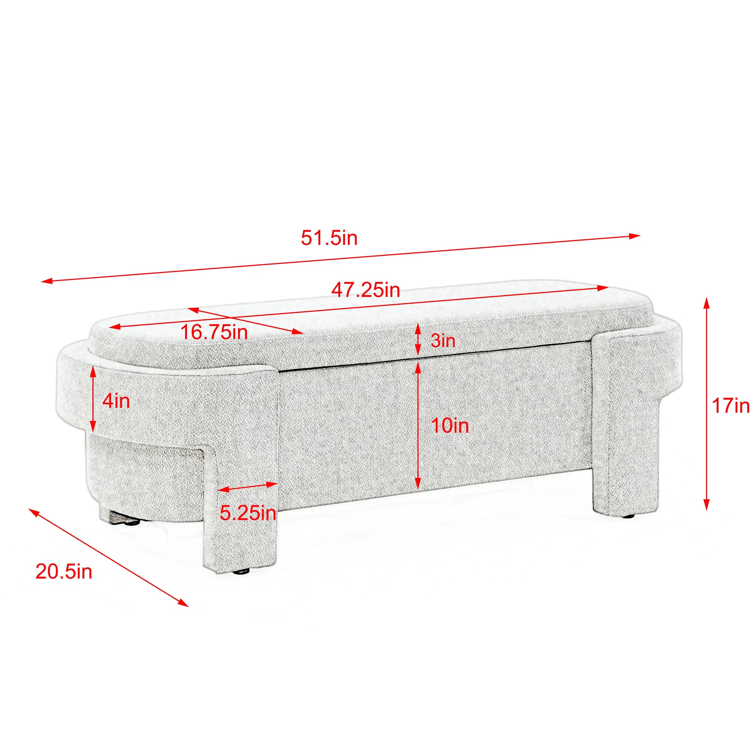 Tessa Cream Linen Storage Bench - Best Buy Furniture
