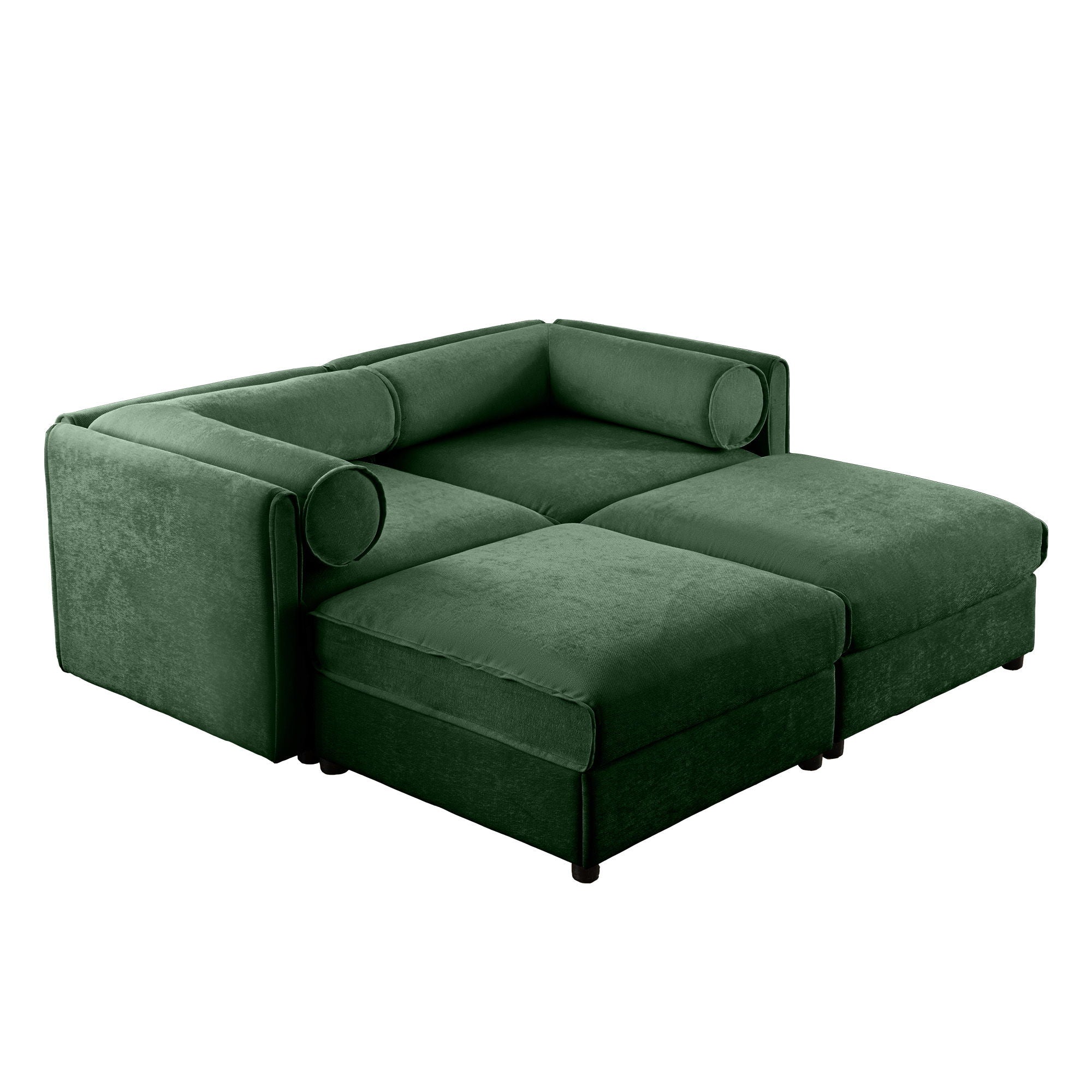 Contemporary Elegant White Chenille Sofa With Storage And Ottoman