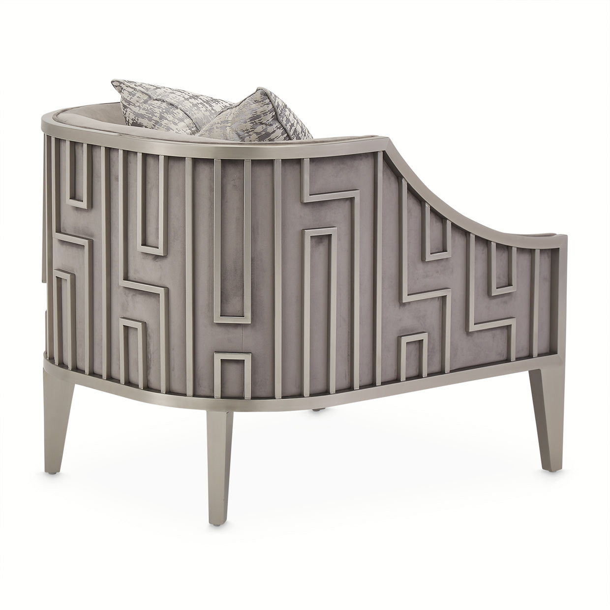 Roxbury Park - Velvet Accent Chair - Gray Pearl/Stainless Steel
