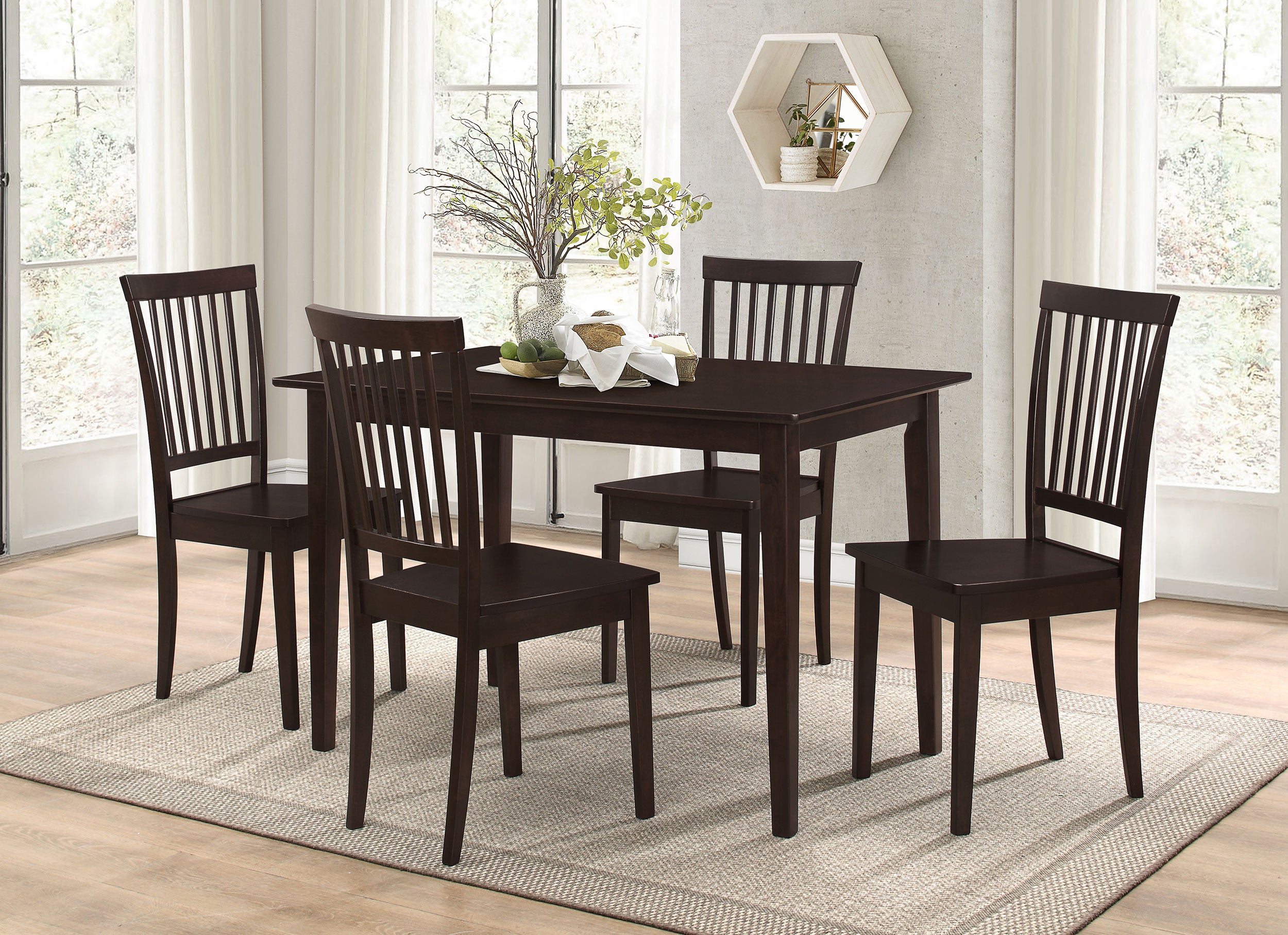 Gomez 5-piece Rectangular Dining Table Set Cappuccino-CoasterEveryday