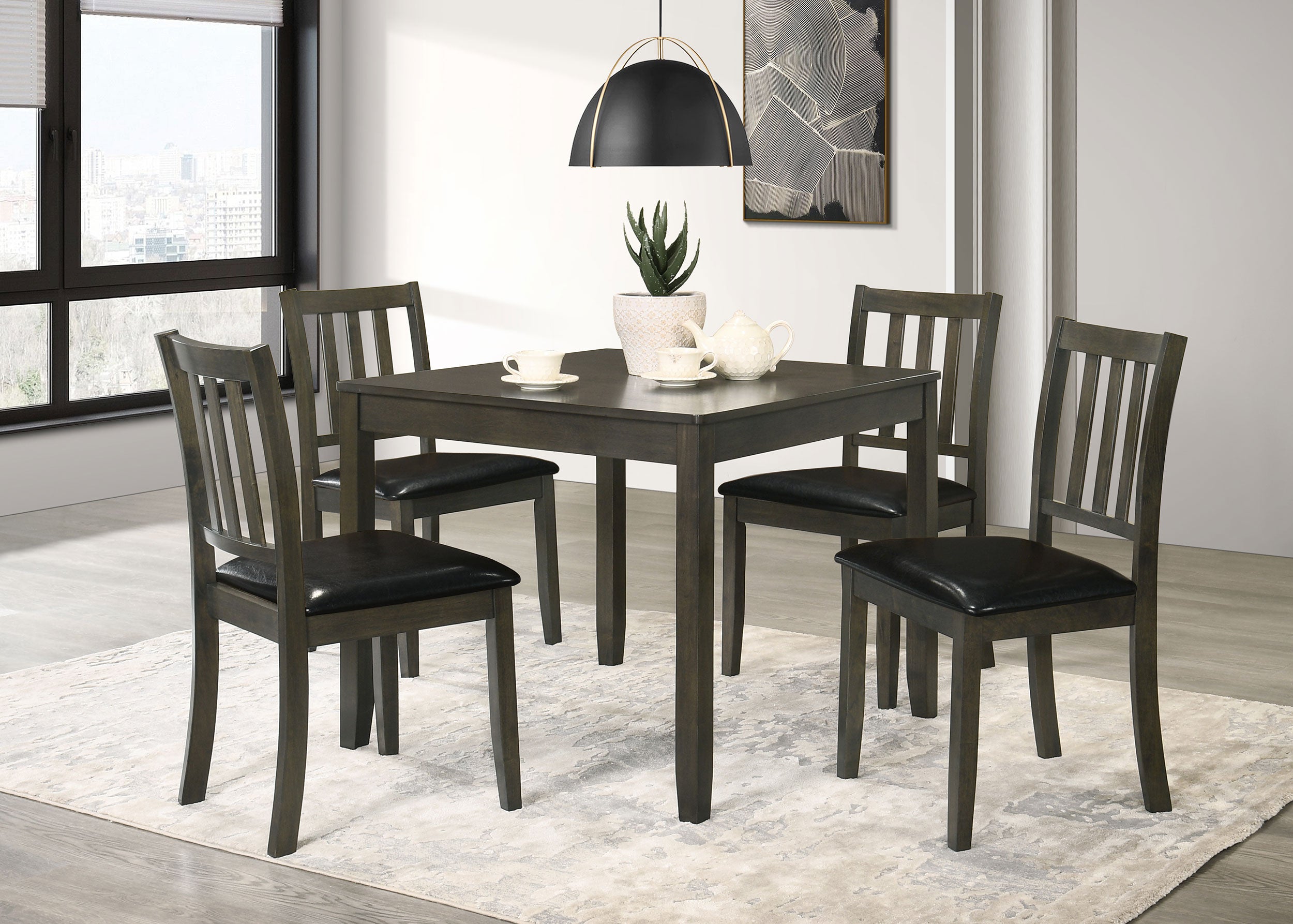 Parkwood 5-piece Square Dining Table Set Charcoal-