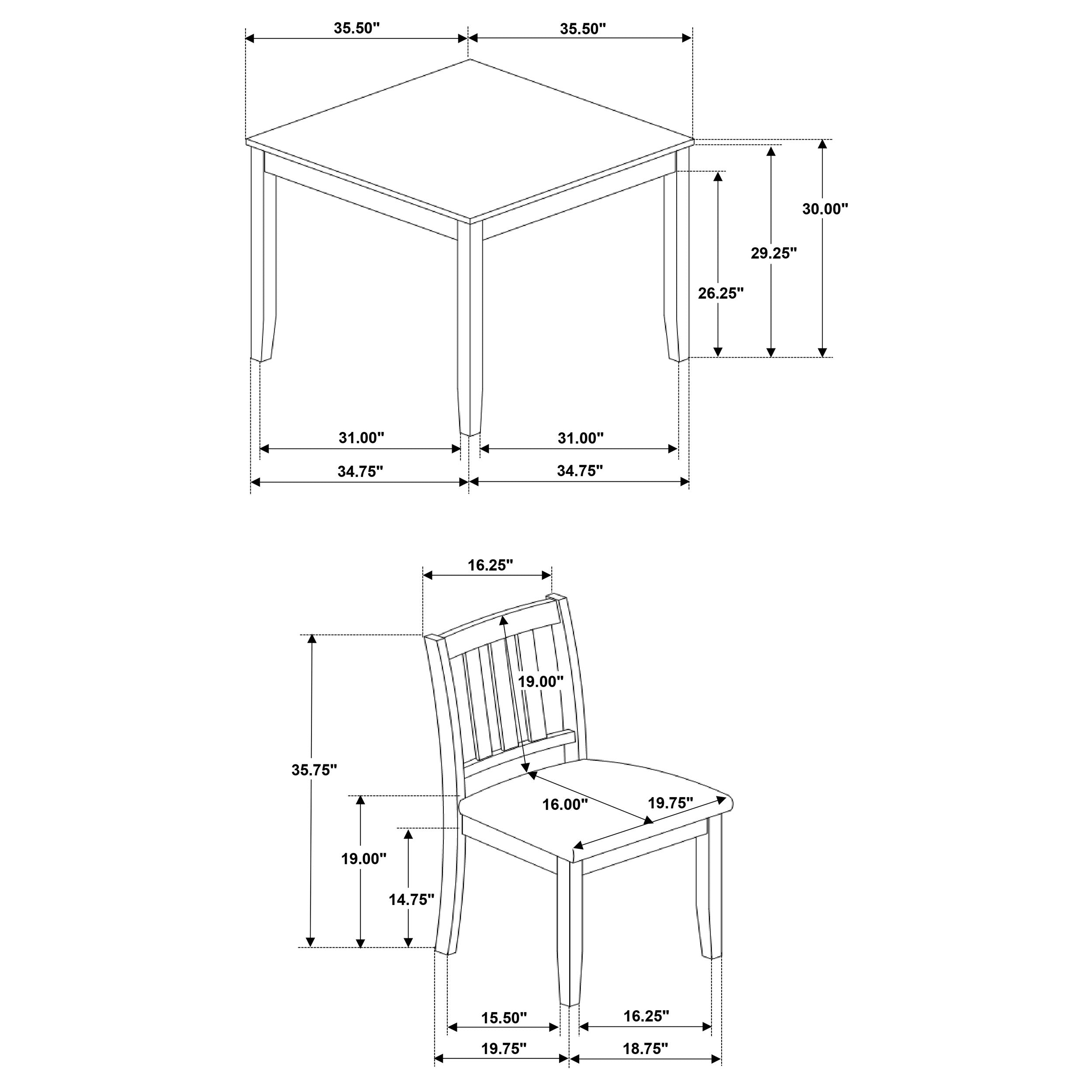 Parkwood 5-piece Square Dining Table Set Charcoal-