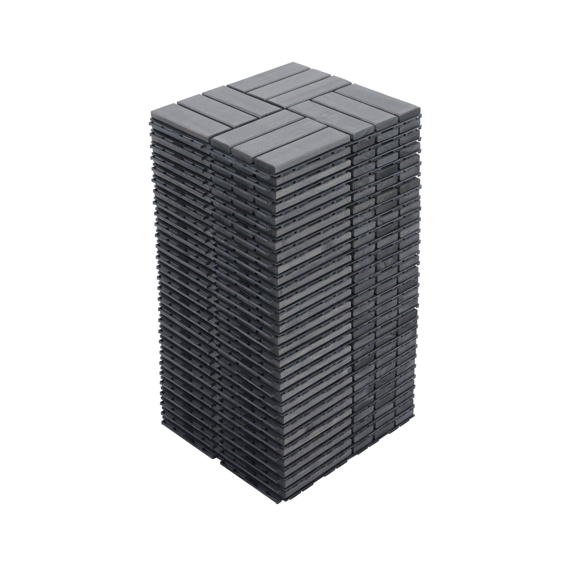 Acacia Wood Interlocking Deck Tiles Checker Pattern For Outdoor Flooring