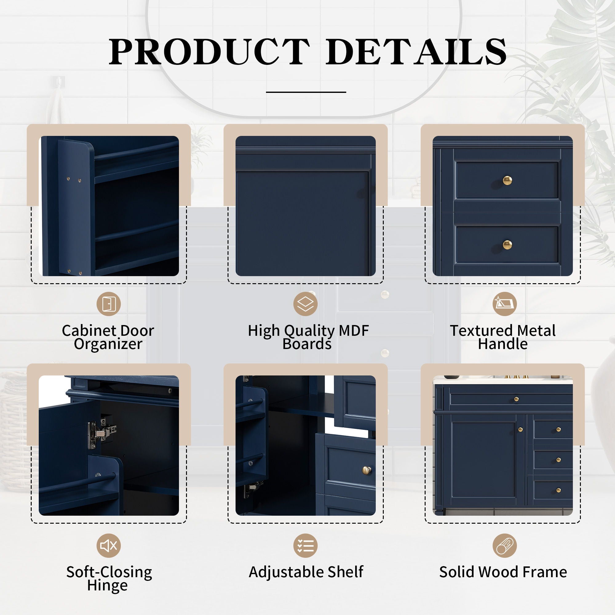 Bathroom Vanity & Top Sink, Modern Bathroom Storage Cabinet With 2 Drawers And A Tip-Out Drawer