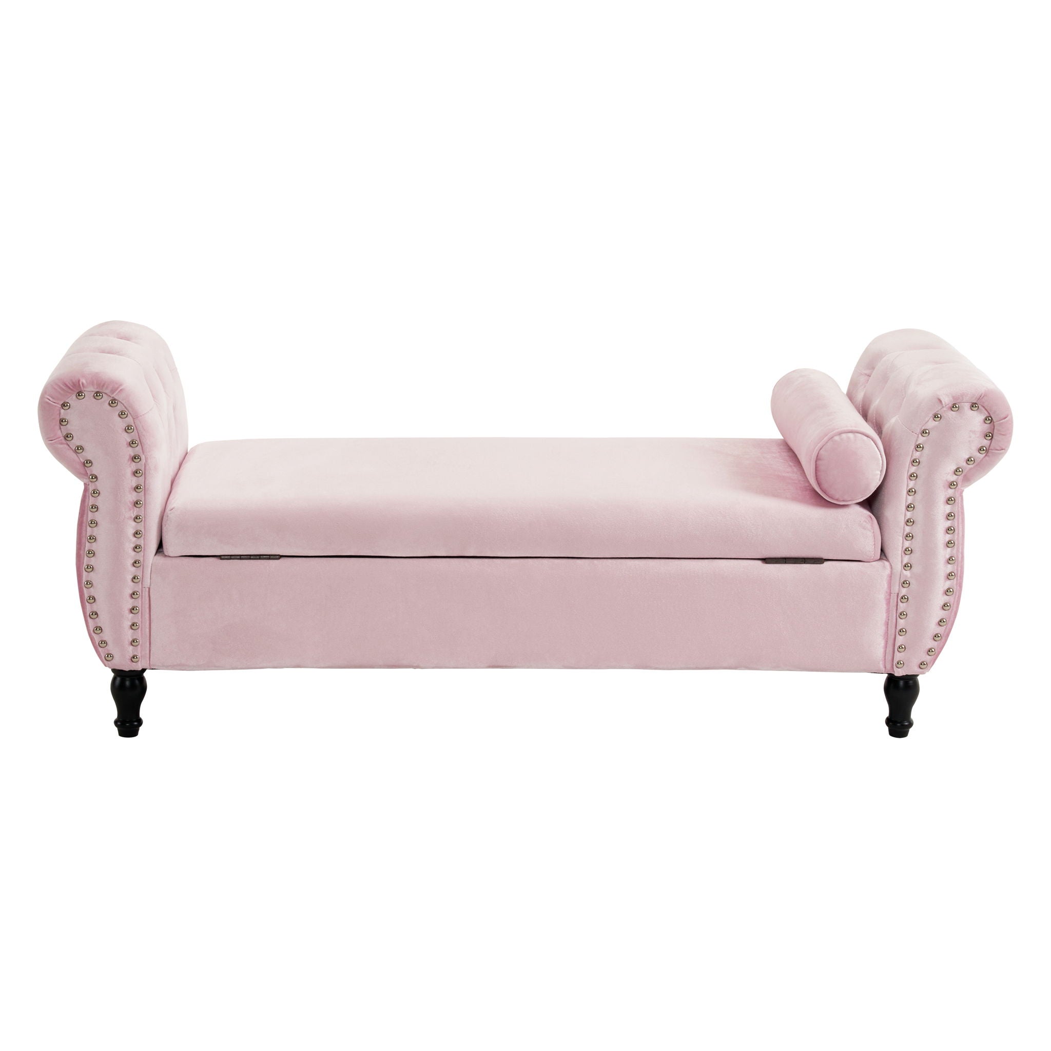 Luxurious Velvet Multifunctional Storage Ottoman Bench With Pillow