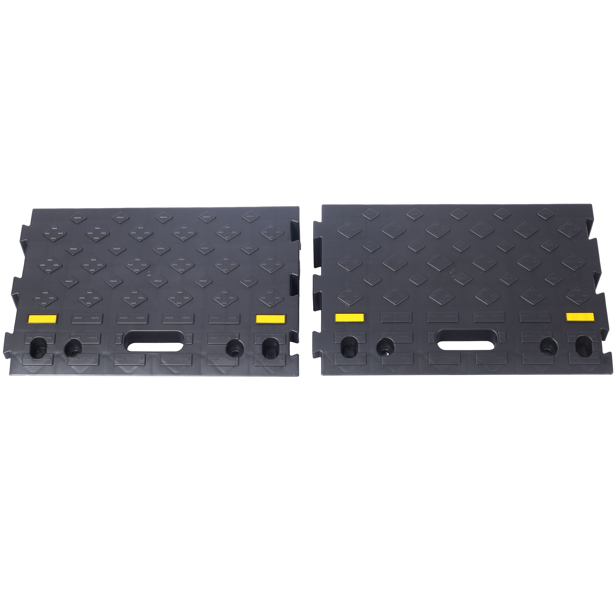 Heavy Duty Plastic 4" High Portable Automotive Curb Ramp For Cars & Wheelchairs Interlocking Design - Black