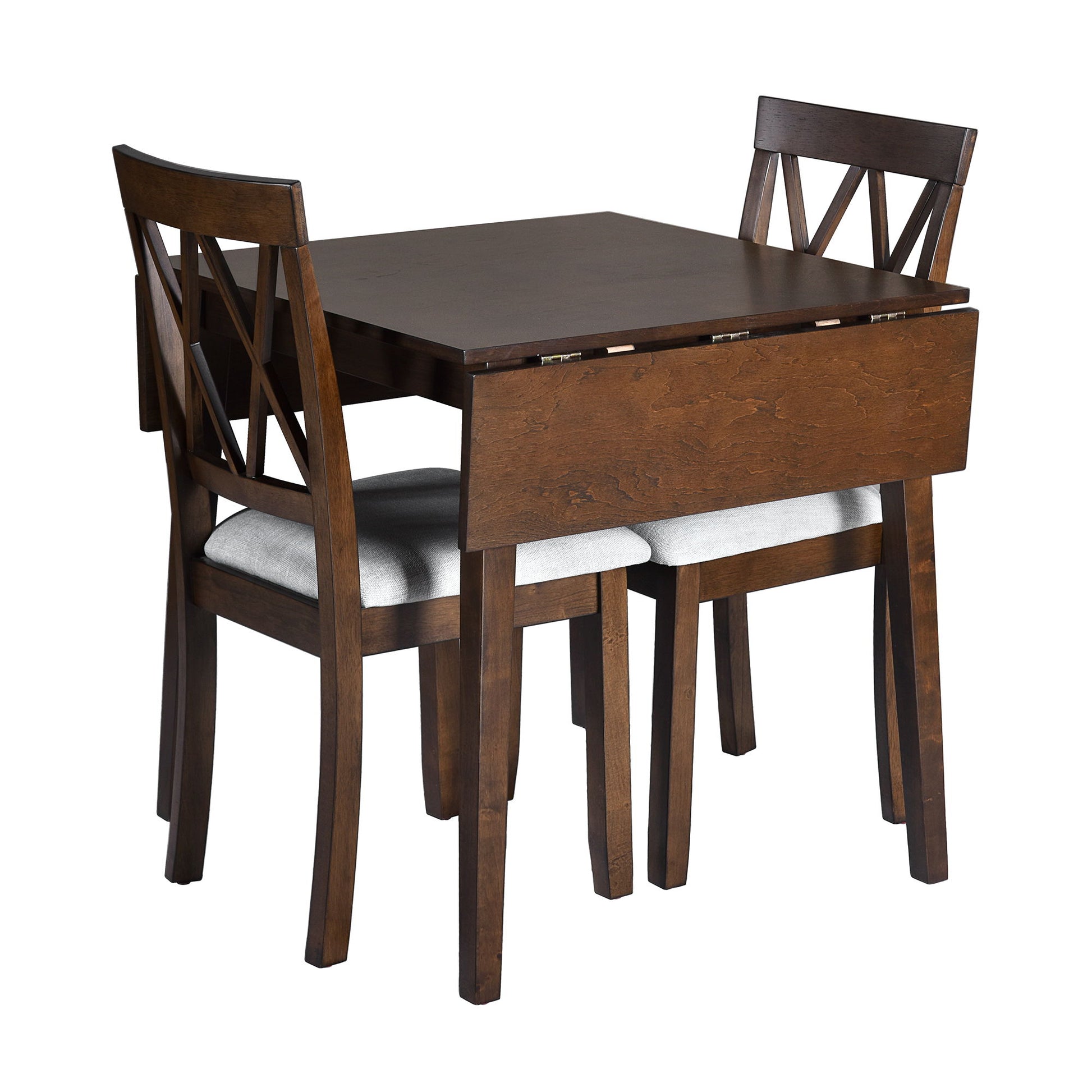 3 Piece Kitchen Dining Set With Drop Leaf Dining Table And 2 Dining Upholstered Chairs, Dining Room Set For Small Places - Brown - Best Buy Furniture