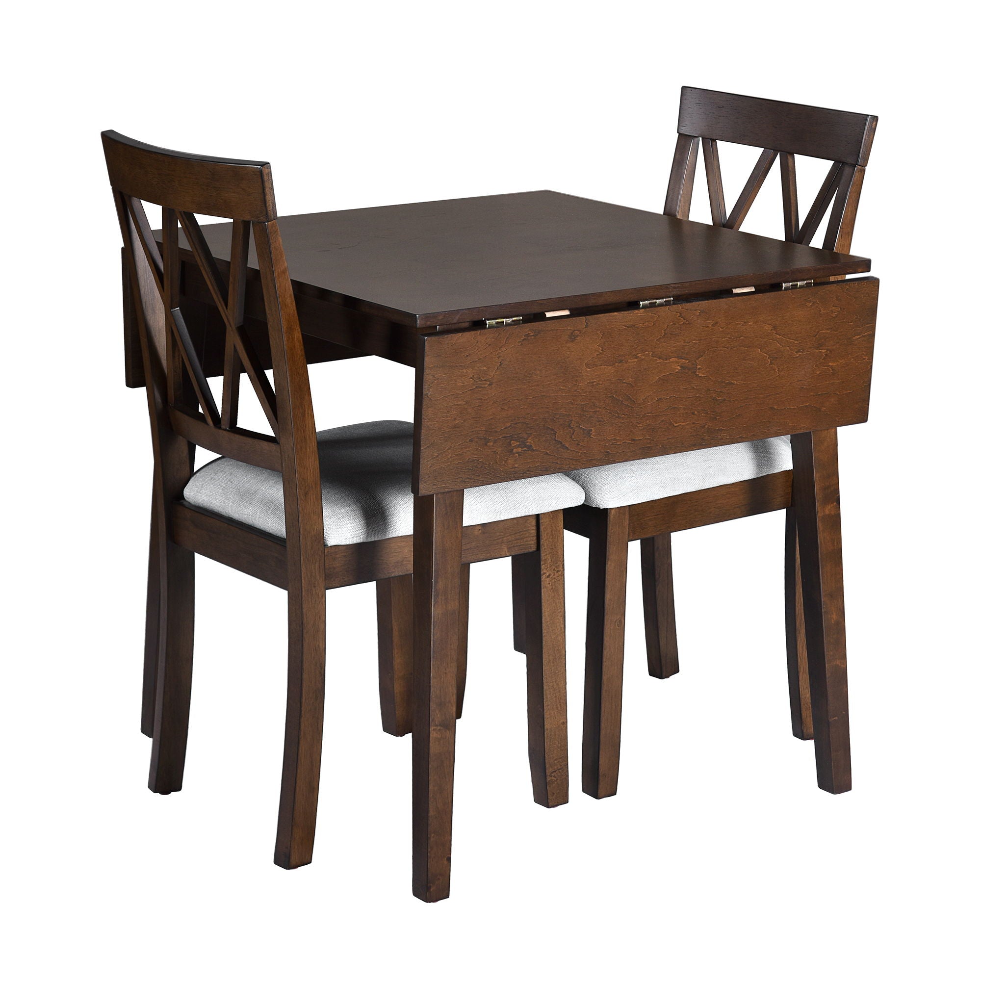 3 Piece Kitchen Dining Set With Drop Leaf Dining Table And 2 Dining Upholstered Chairs, Dining Room Set For Small Places - Brown - Best Buy Furniture