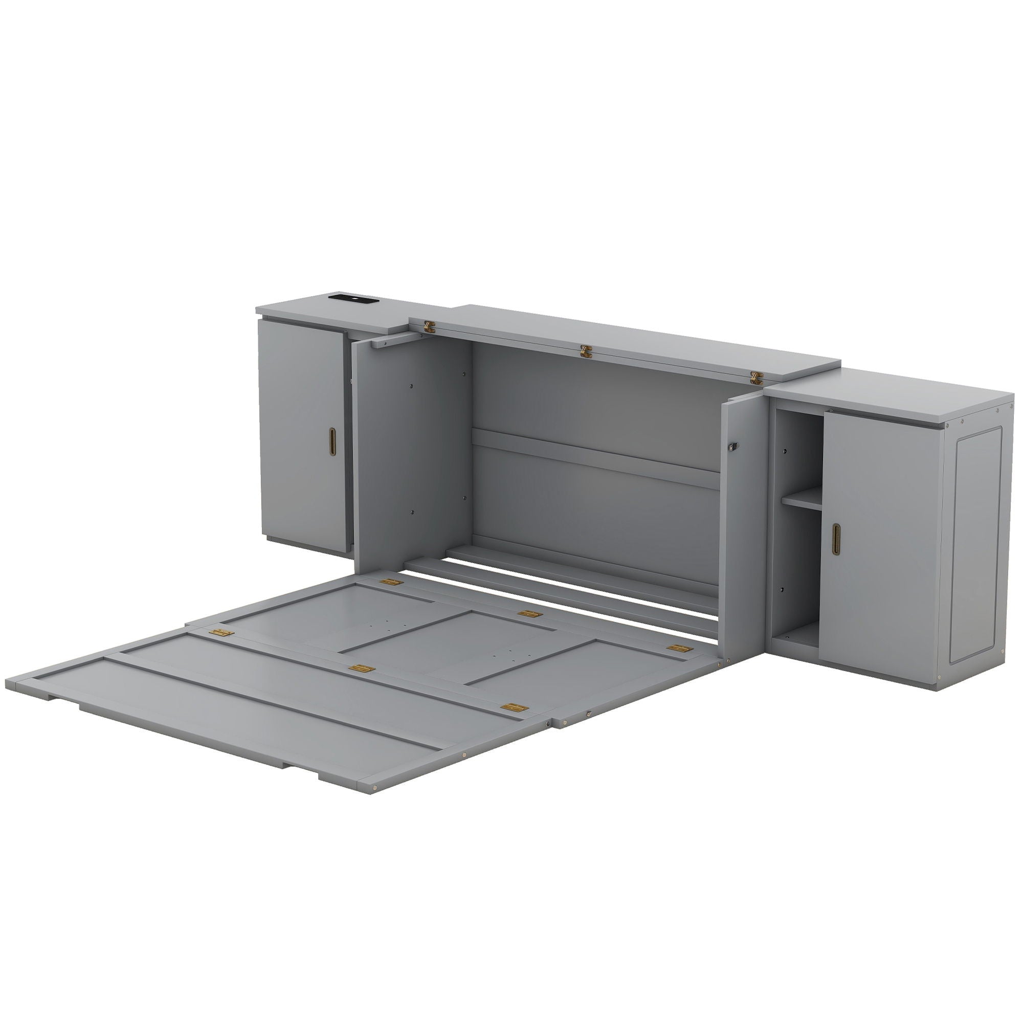 Murphy Bed With Shelves, Cabinets And USB Ports