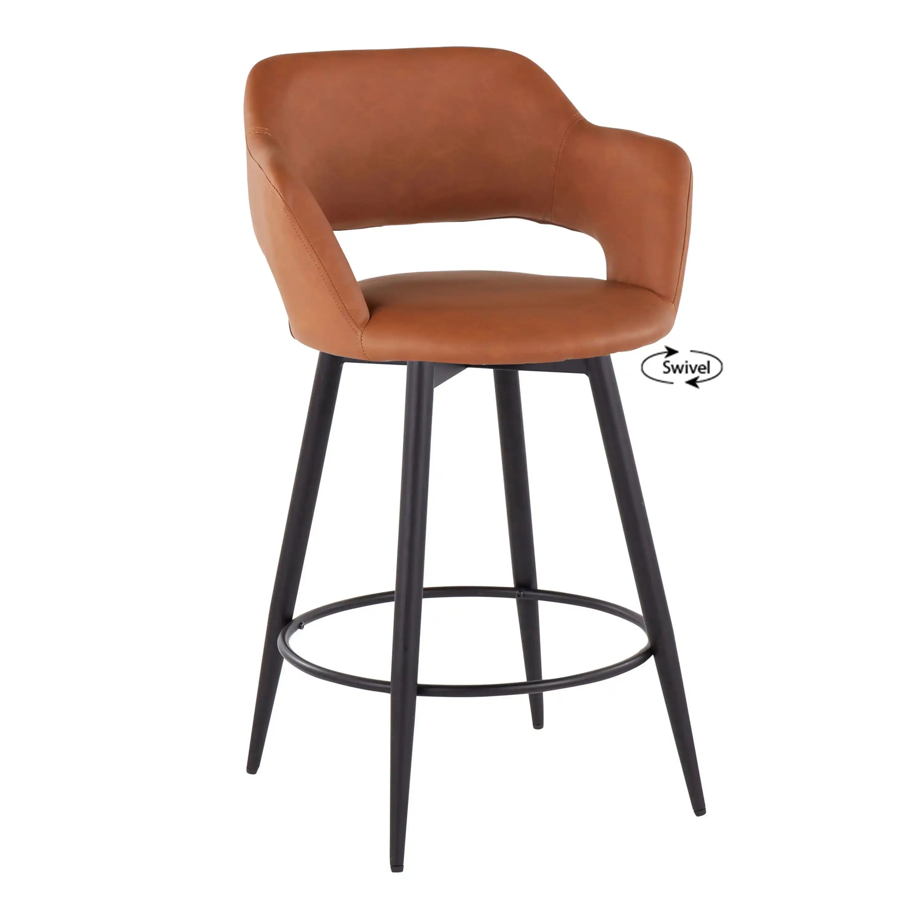 Margarite - Contemporary Fixed Height Counter Stool With Swivel With Round Footrest (Set of 2) - Best Buy Furniture