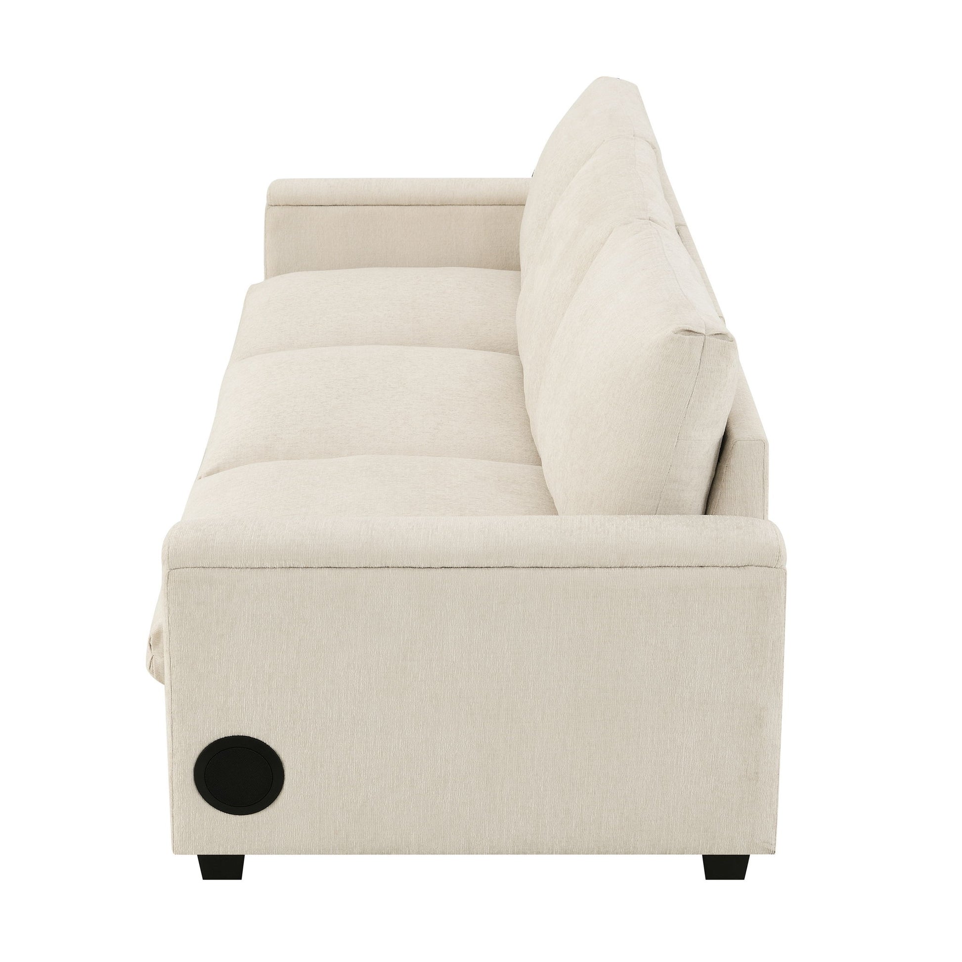 Sectional With Bluetooth Speaker Comfy Cloud Couch Set With Drop Down Table Cup Holders, USB Charger Storage Armrest Wide Seat Sofa - Best Buy Furniture