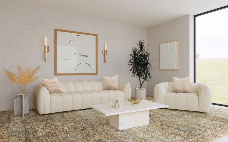 Winchester - Boucle Upholstered Extra Long Sofa - Sand Pebble