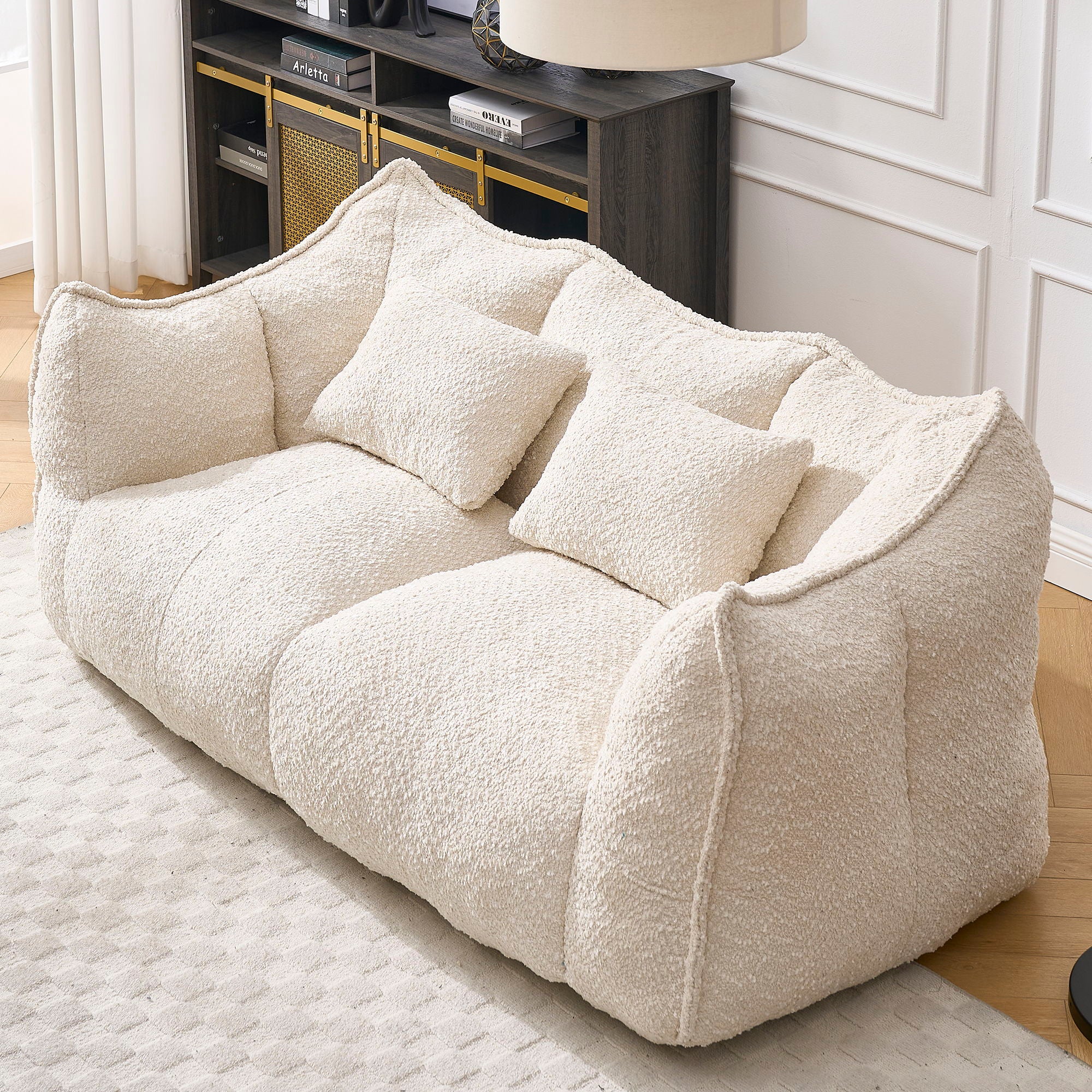 Comfortable Dual Beanbag Chair With High Resilience Foam Core For 2 People