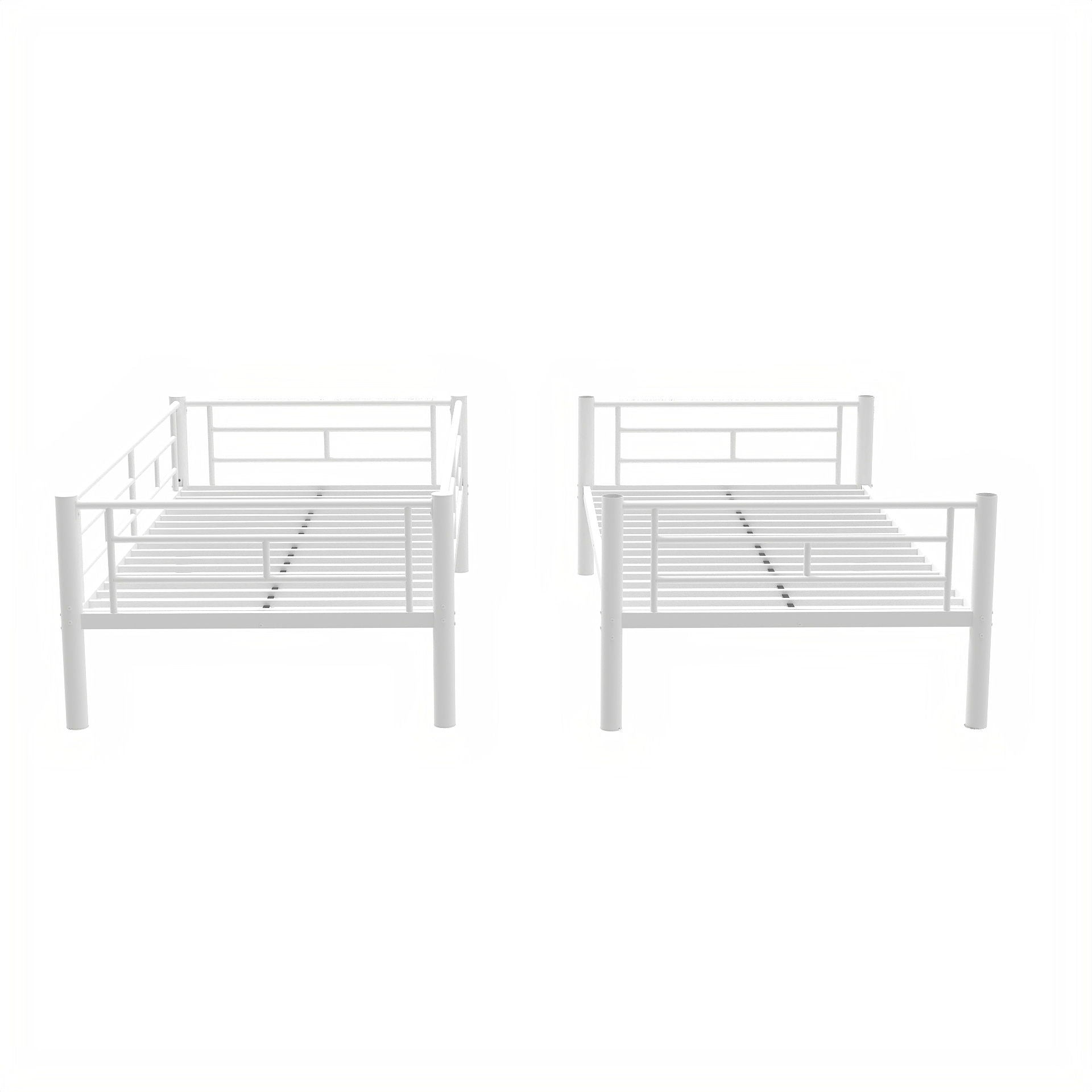 Bunk Bed For Kids, Convertible Frame With Ladders & Guardrail