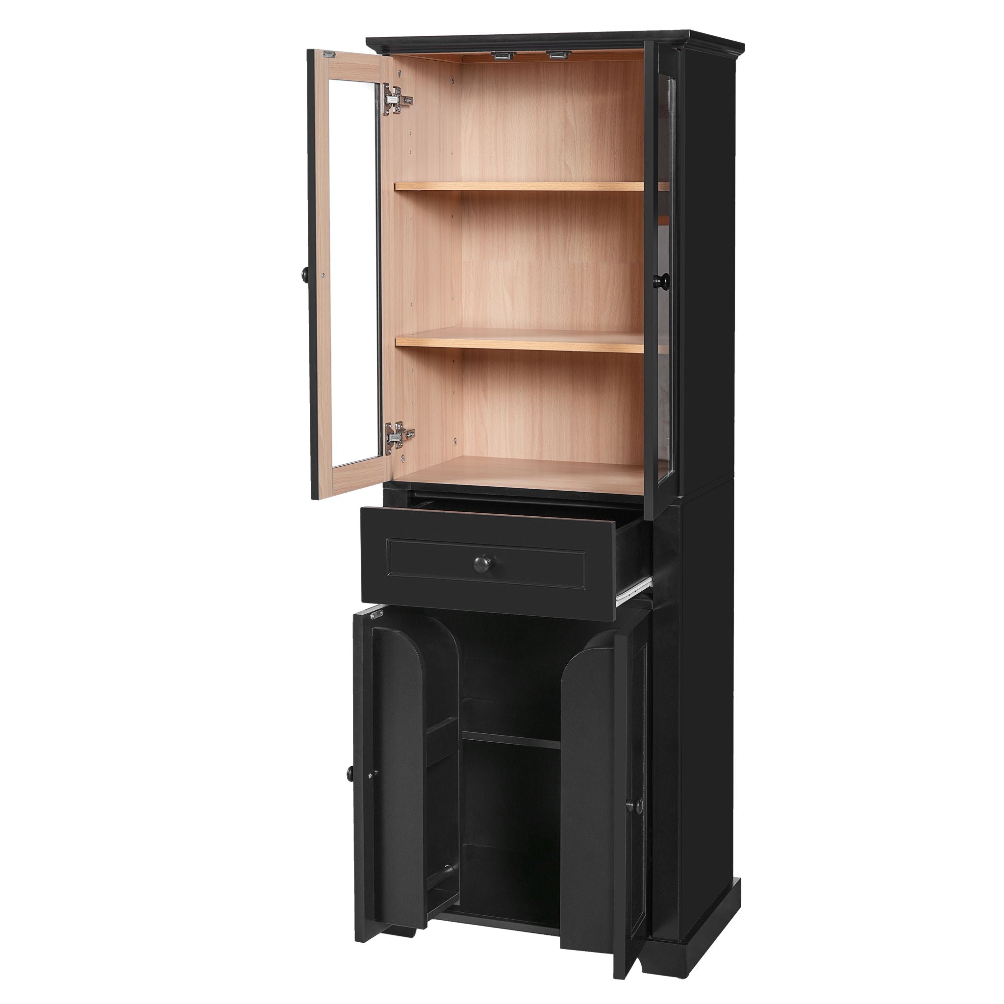 Bathroom Storage Cabinet, Adjustable Shelves & Drawer, Freestanding Linen Tower