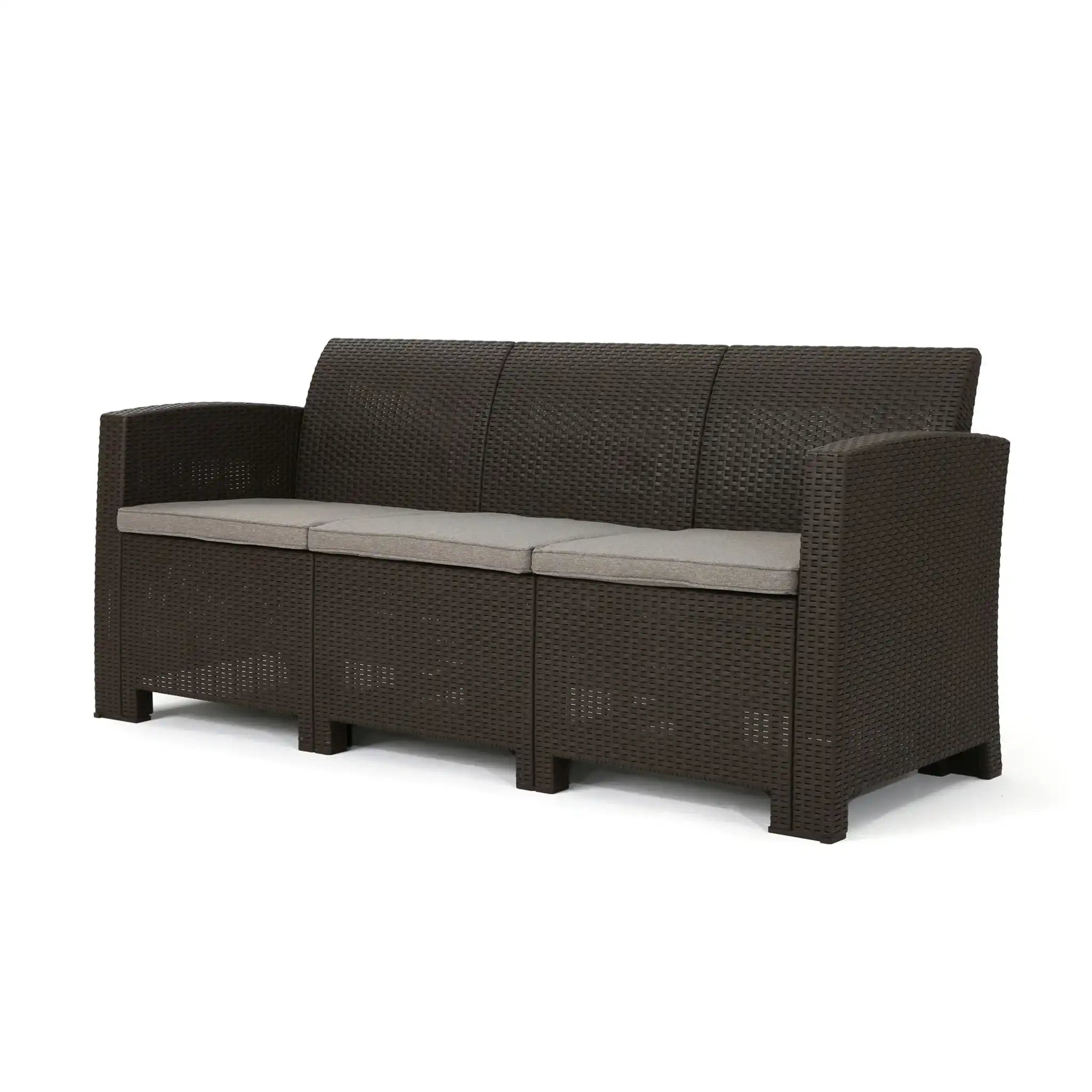 Outdoor 3 Seater Rattan Sofa With Water Resistant Cushions