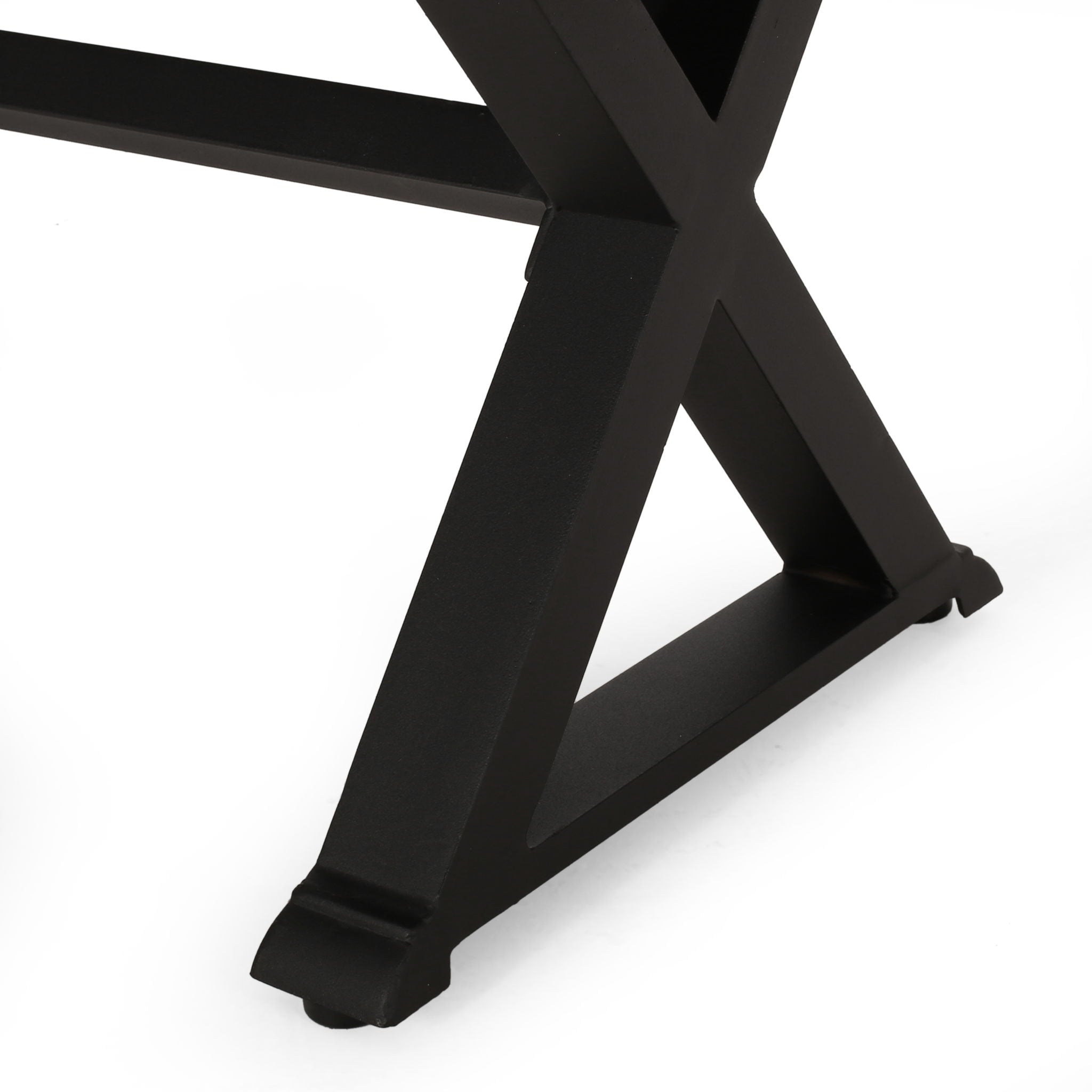Modern Aluminum Outdoor Dining Bench With X Base