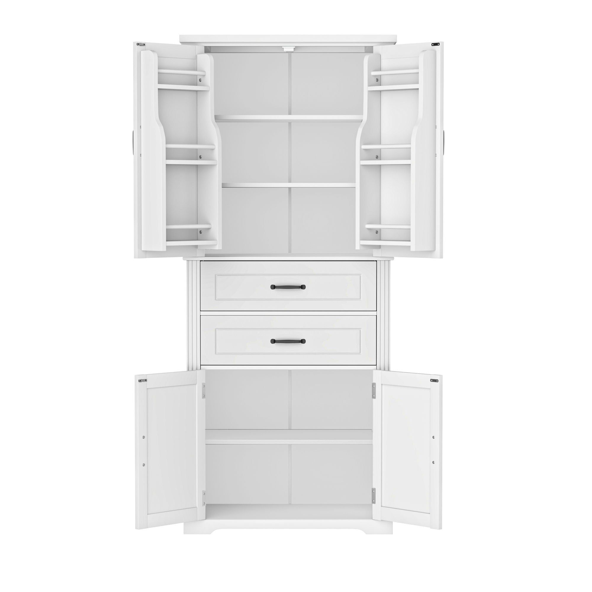 Multi Functional Storage Cabinet With Adjustable Shelves, 2 Drawers, Door Shelves