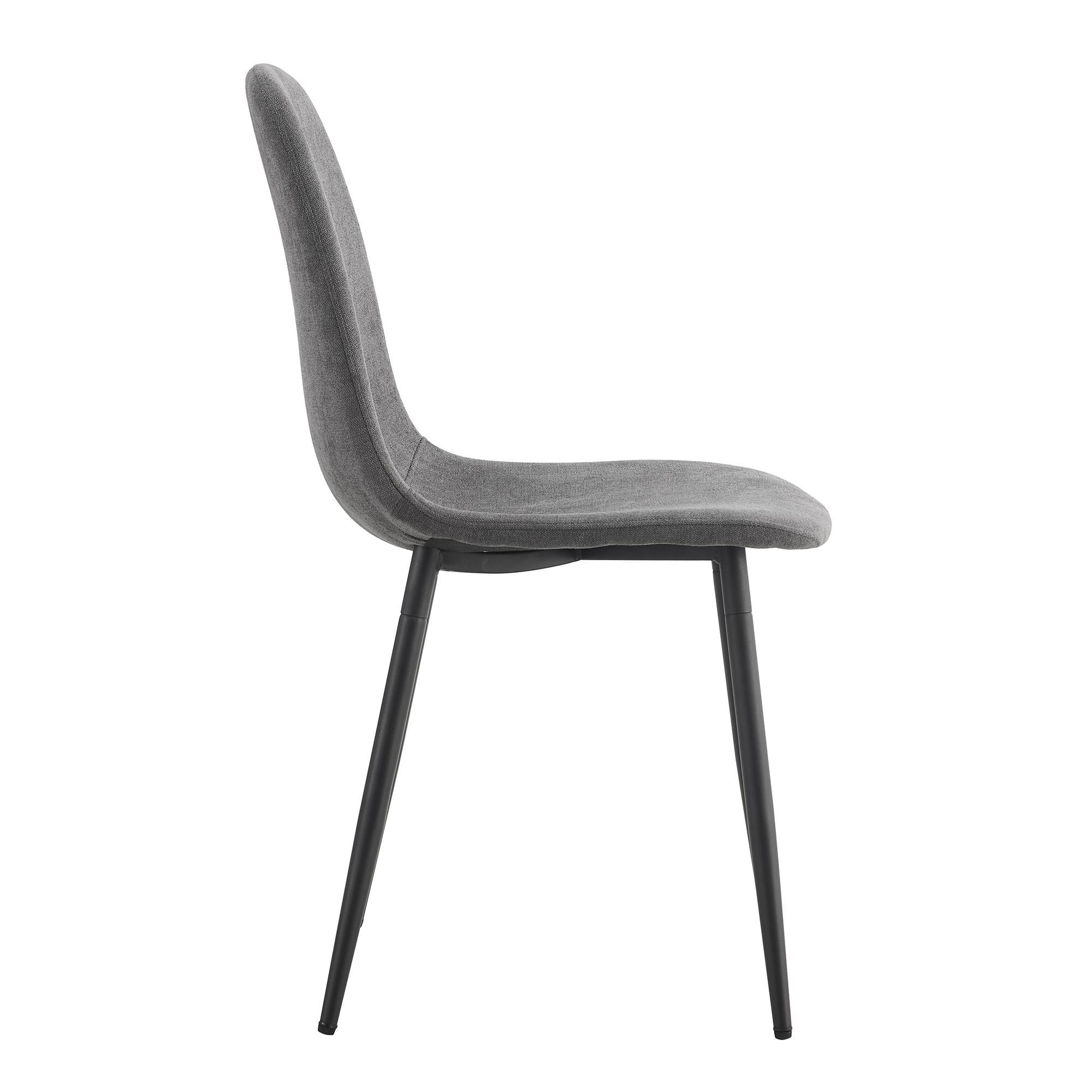 Modern Medieval Style Cushioned Side Chairs Set With Black Metal Legs For Kitchens