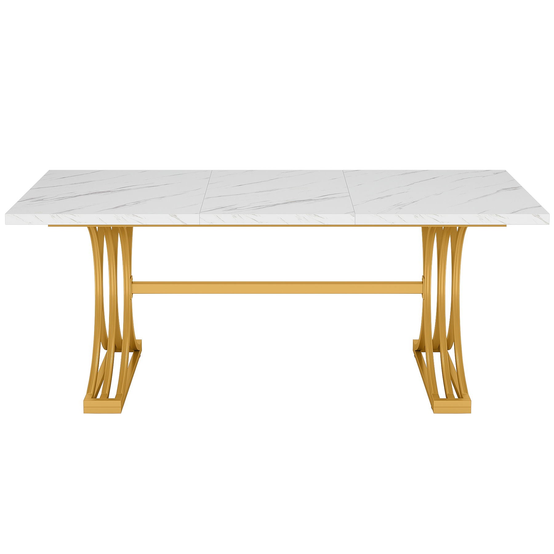 Executive Desk With X-Legs, Sturdy Office Workstation For Home Office - White / Gold