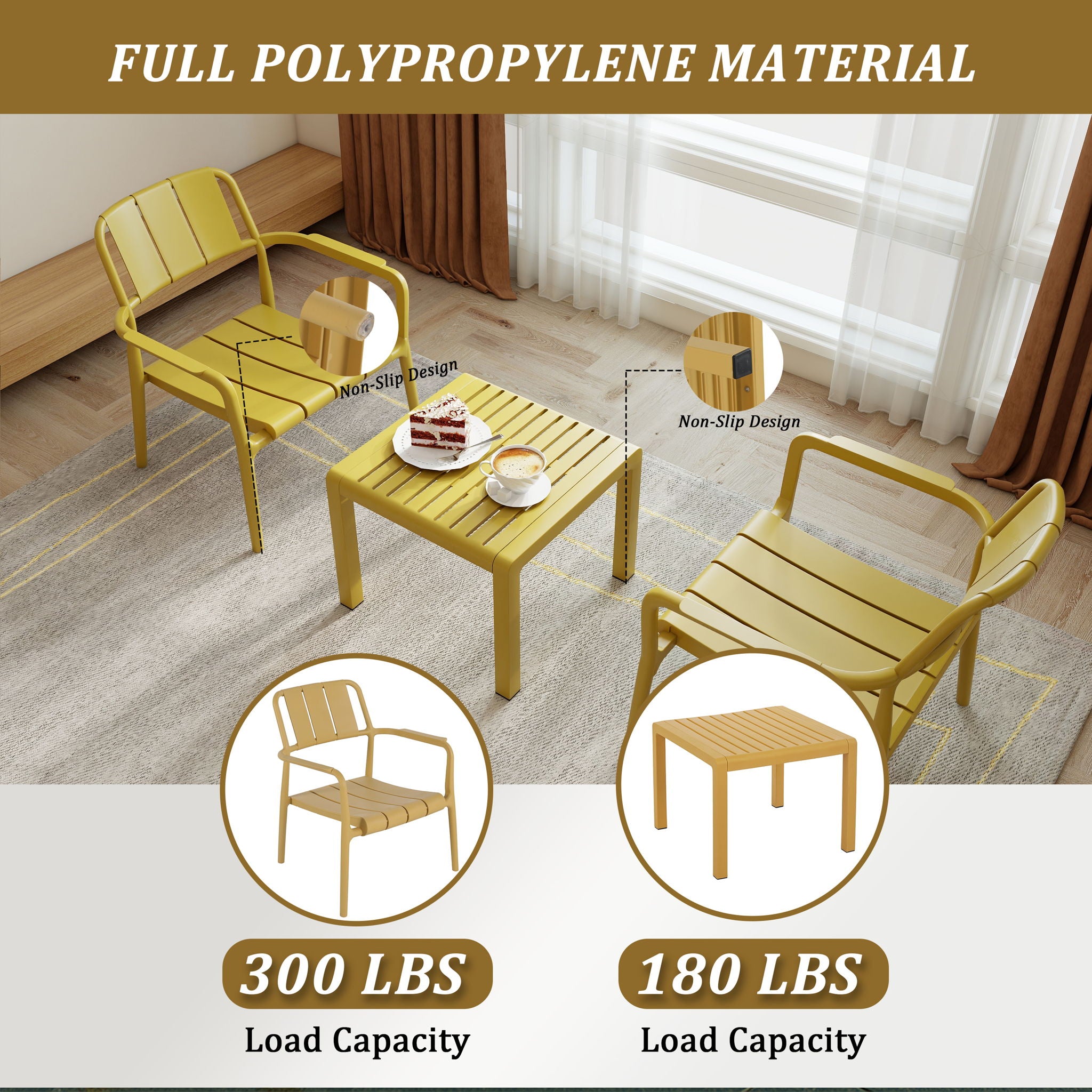 3 Piece Indoor / Outdoor Leisure Table And Chair Set