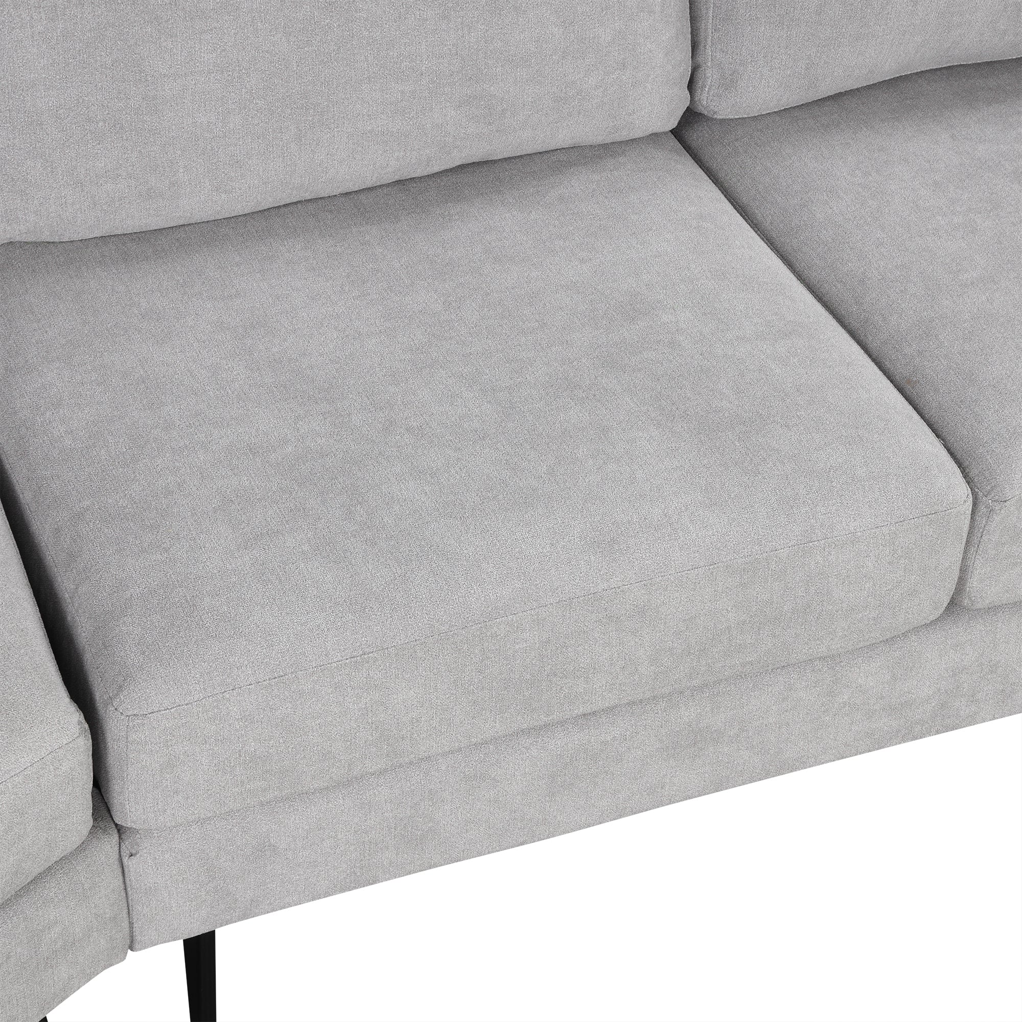 111" Upholstered 3-Seater Sofa with Curved Design and Two Printed Pillows