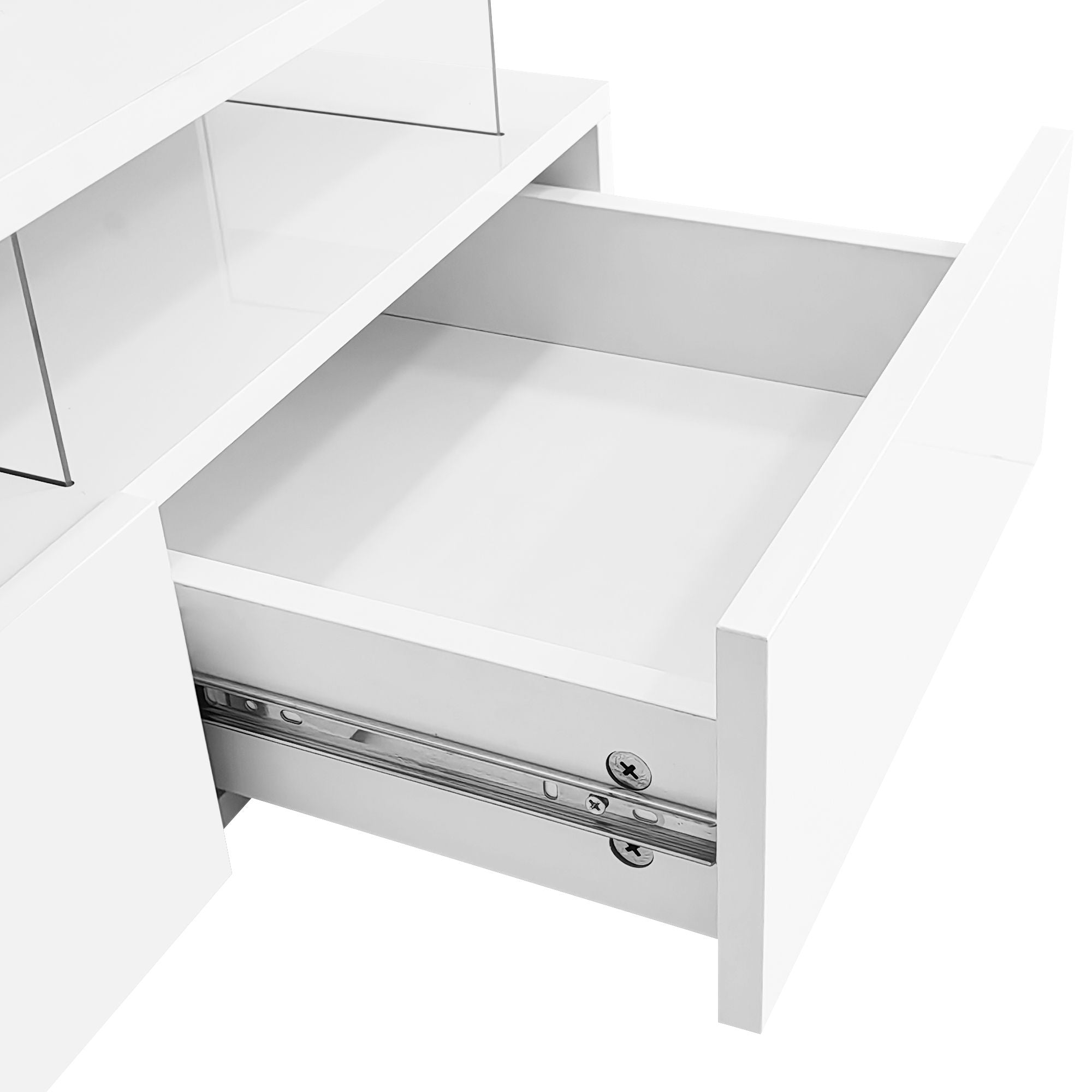 Lift Top Coffee Table With 2 Drawers, Hidden Space And LED Lights For Living Room