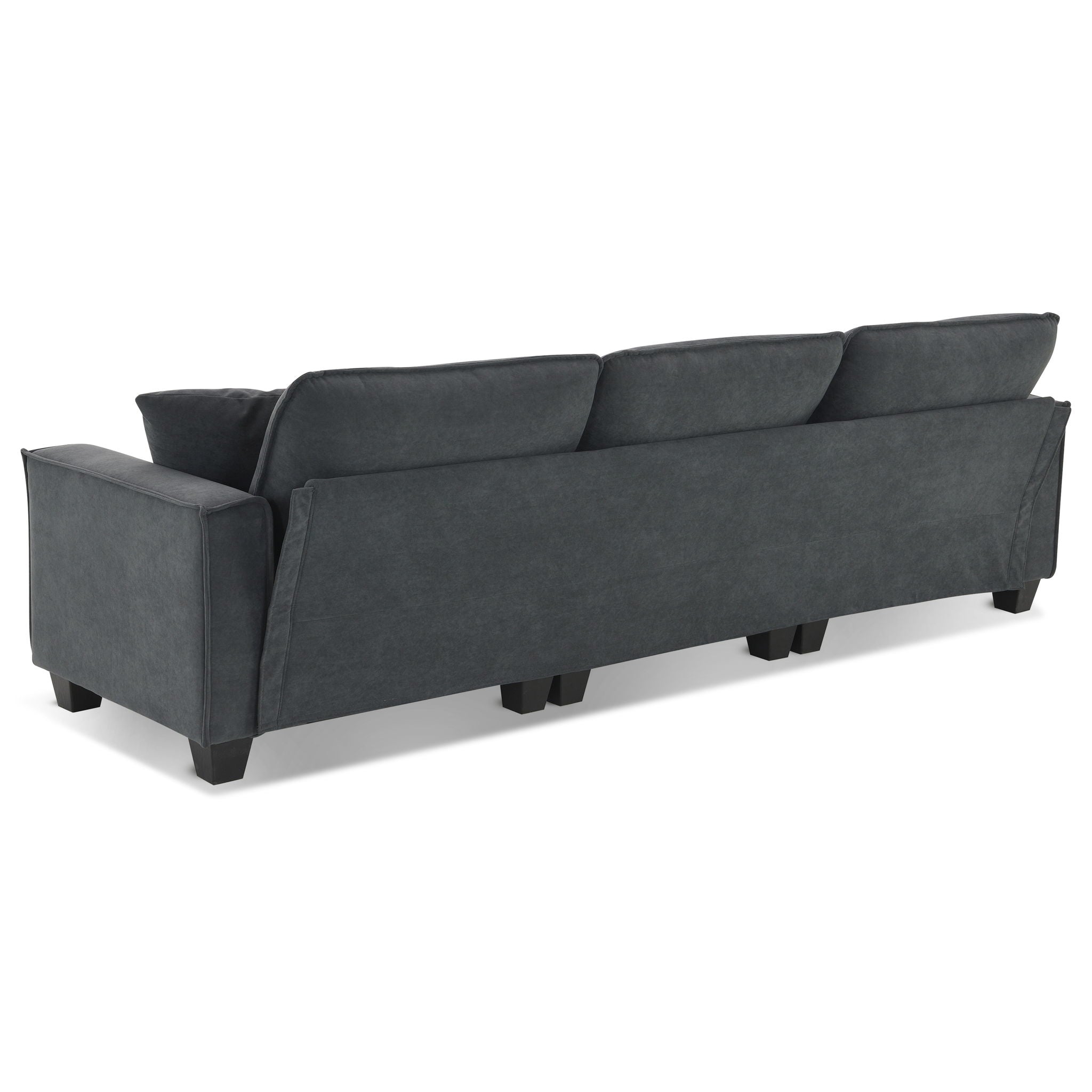 Modern Convertible Sectional L Shaped Reversible Couch Set With Free Pillows 4 Seat Suede Sleeper Sofa With Ottoman