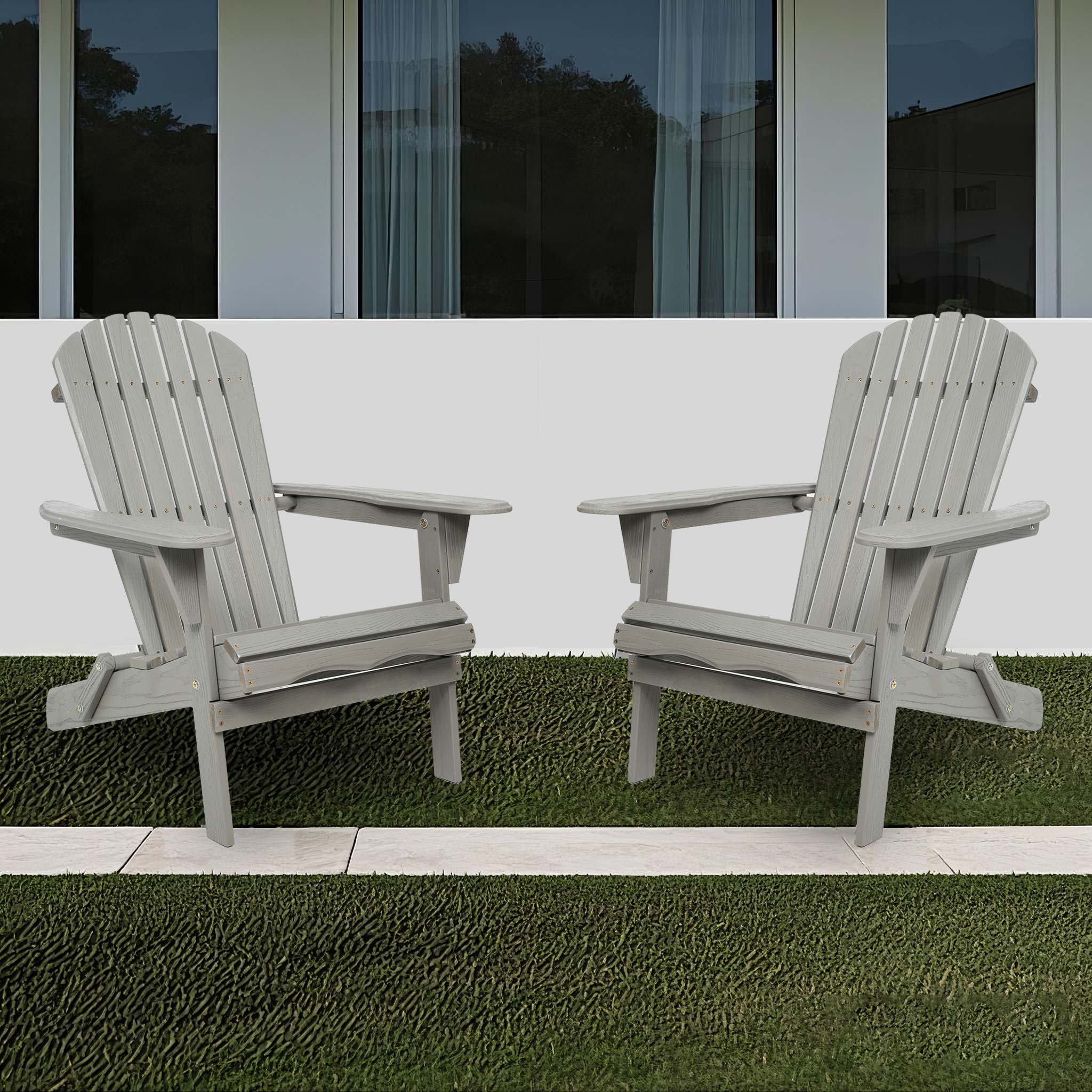 Foldable Hemlock Wood Adirondack Chair -Set of 2 Chairs