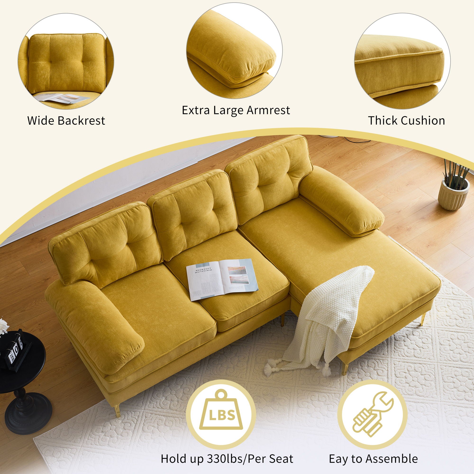 Modern L Shaped Sectional Sofa For Living Room