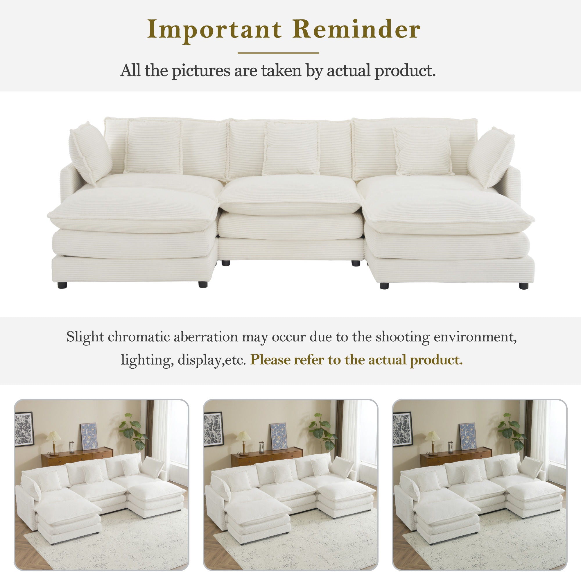 Modern Modular Sectional Sofa With Side Storage Pockets For Living Room